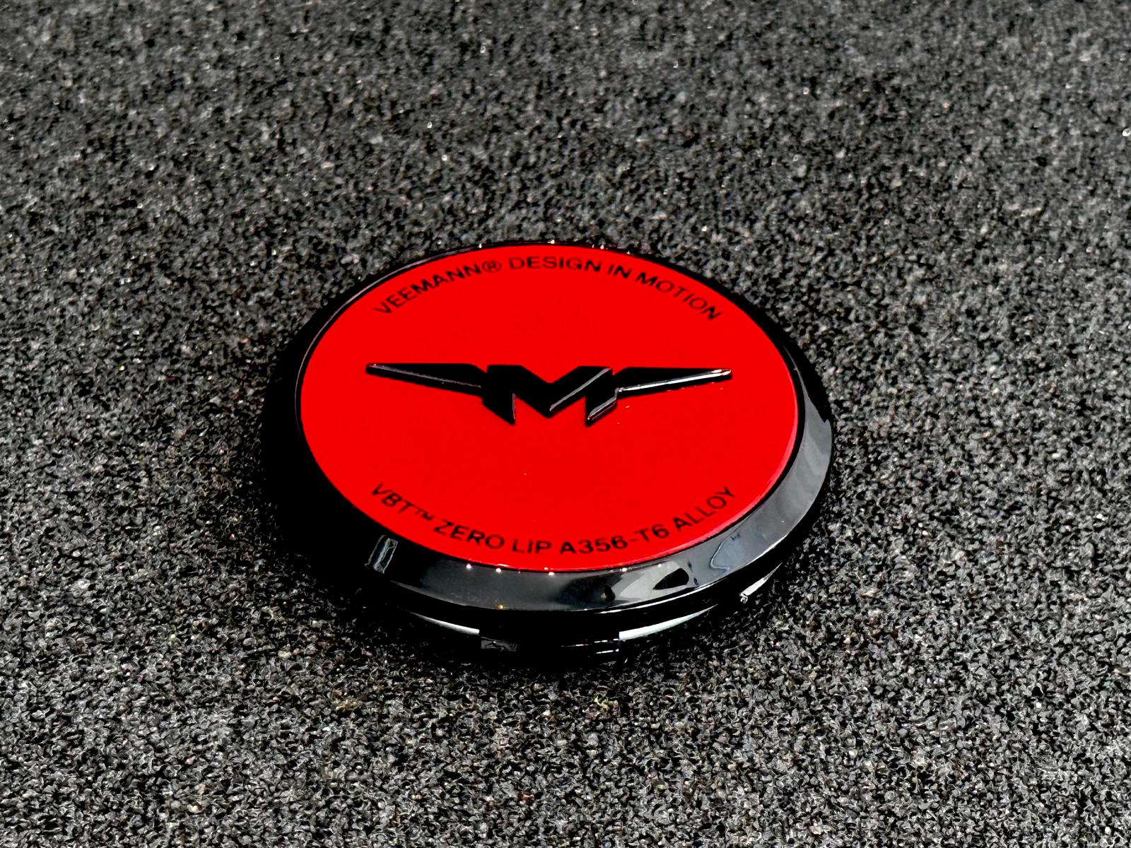 Veemann V-FS Series Centre Caps Red with Black Badge