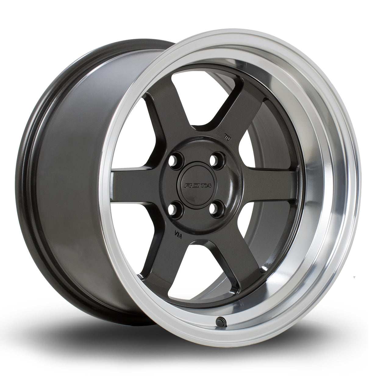 Rota Grid-V 15x9 4x100 ET0 Gloss Gunmetal Polished Lip
