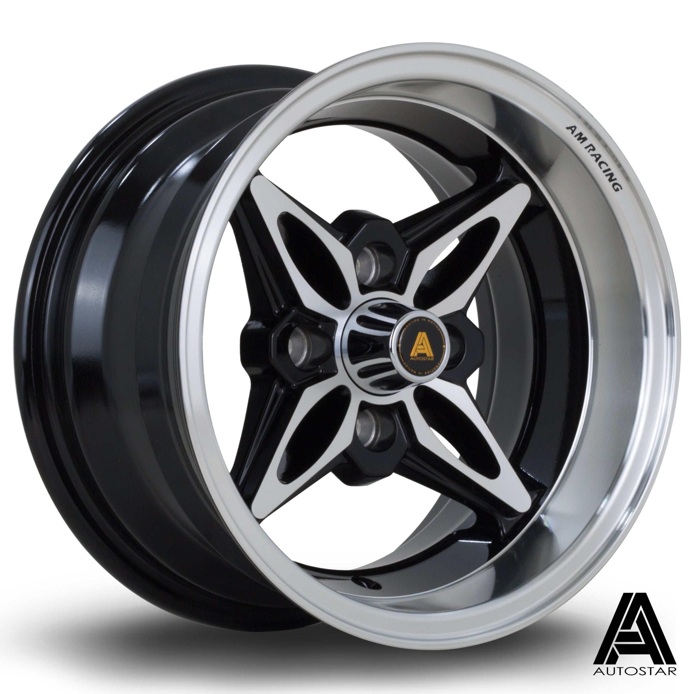 Autostar Kanji 13x7 4x114.3 ET-7 Gloss Black Polished Face