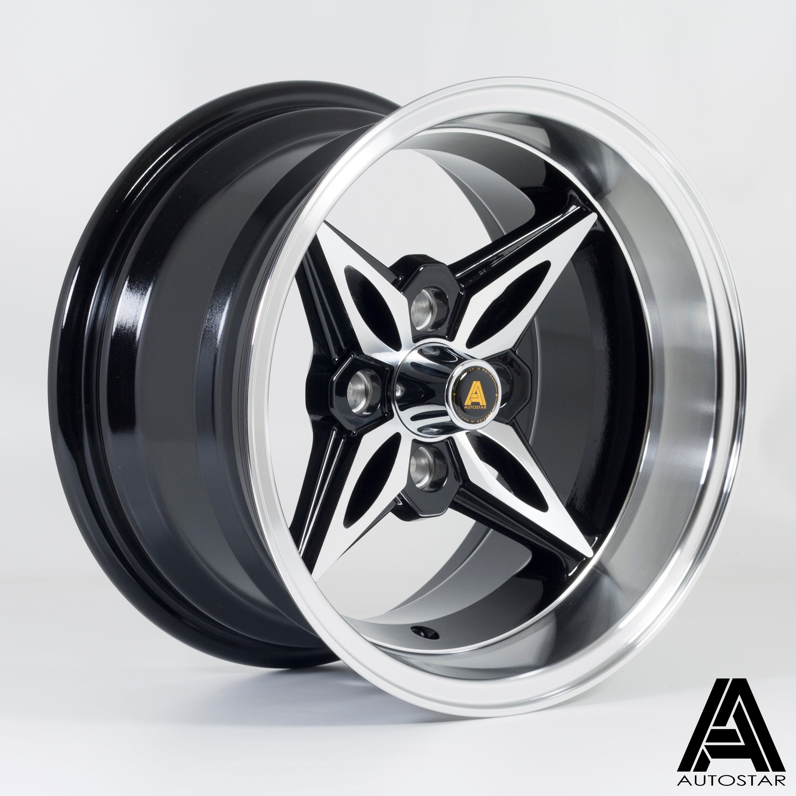 Autostar kanji 14x8 4x100 ET-5 Gloss Black Polished Face