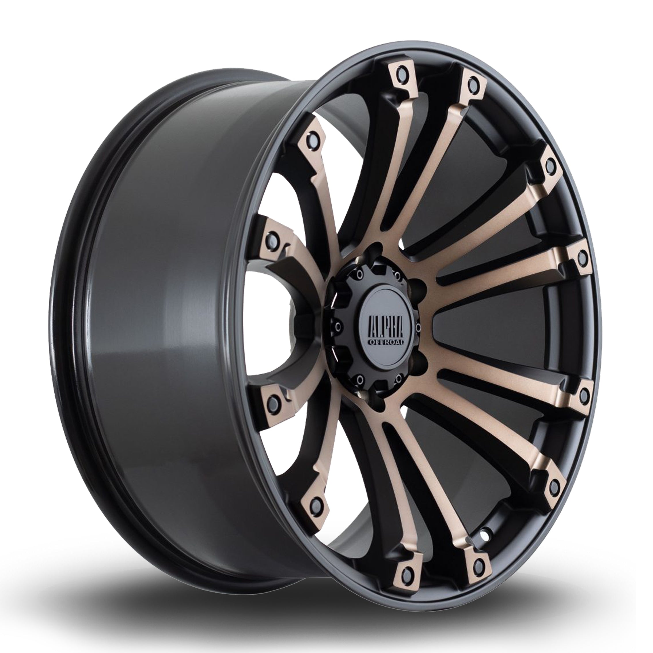 Alpha Offroad Maverick 20x9 6x139 ET10 Satin Black Bronze Spokes
