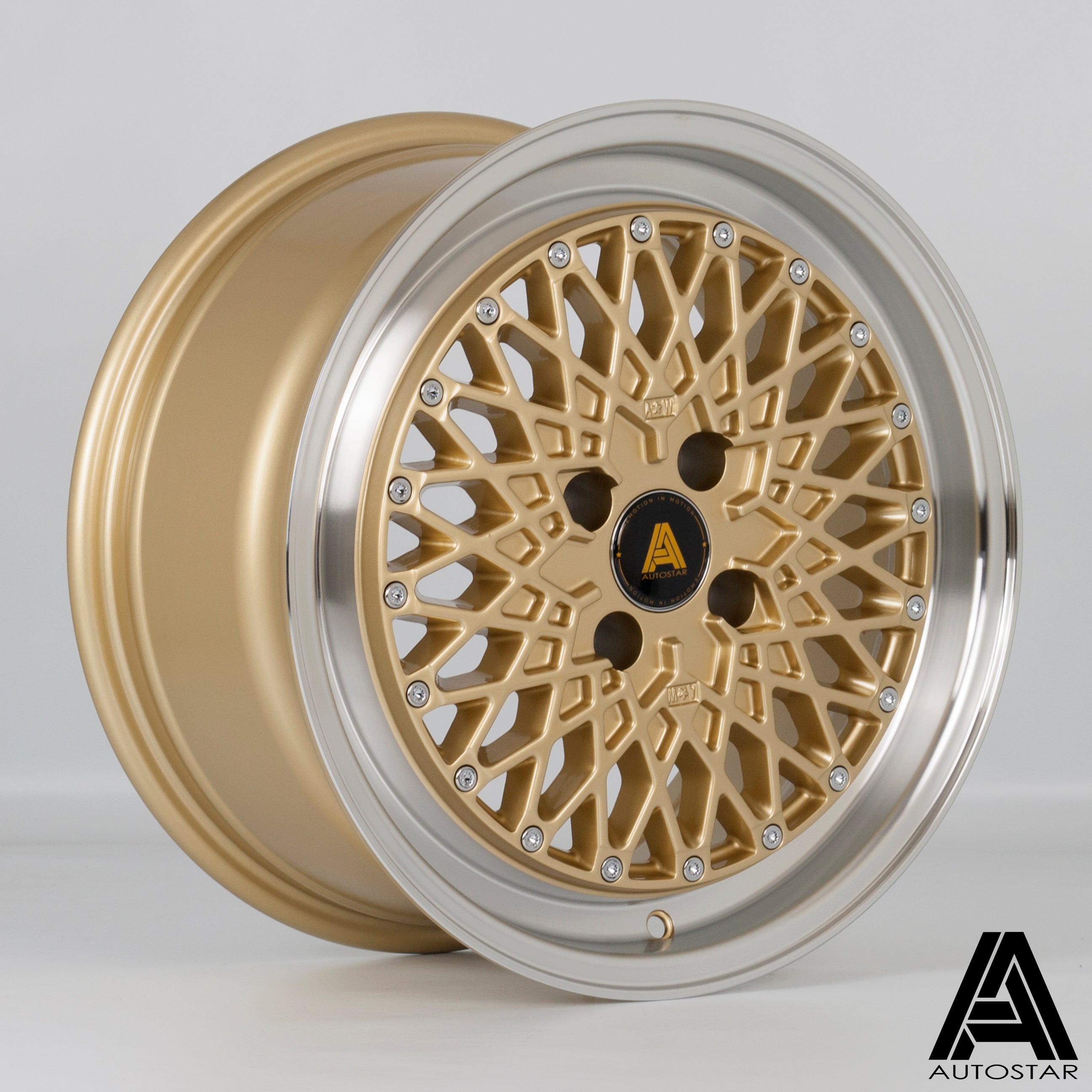 Autostar Minus 16x7.5 4x108 ET40 Gloss Gold Polished Lip