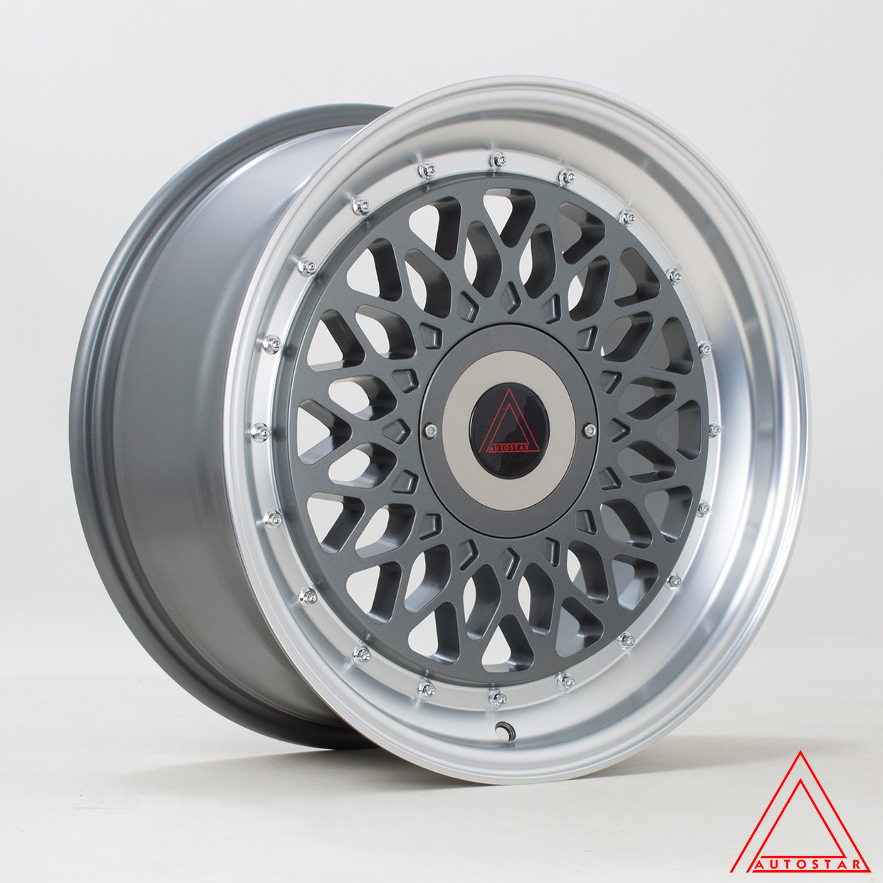 Autostar Silhouette 17x8 4x100/108 ET30 Gloss Gunmetal Polished Lip
