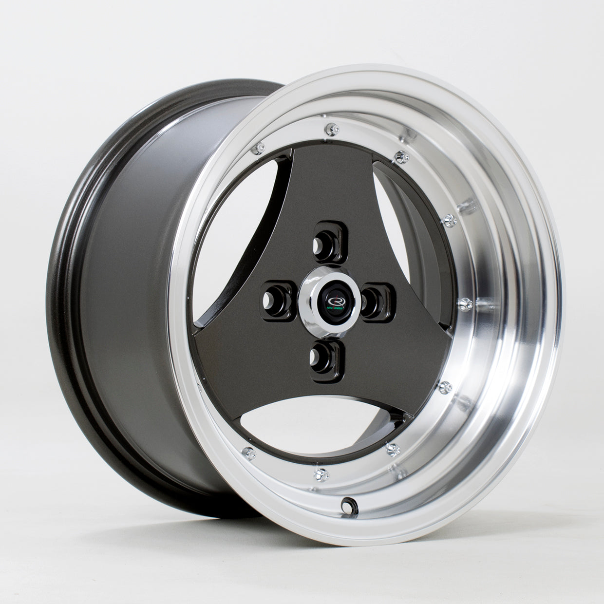 Rota Triad 15x8 4x100 ET0 Gloss Gunmetal Polished Lip