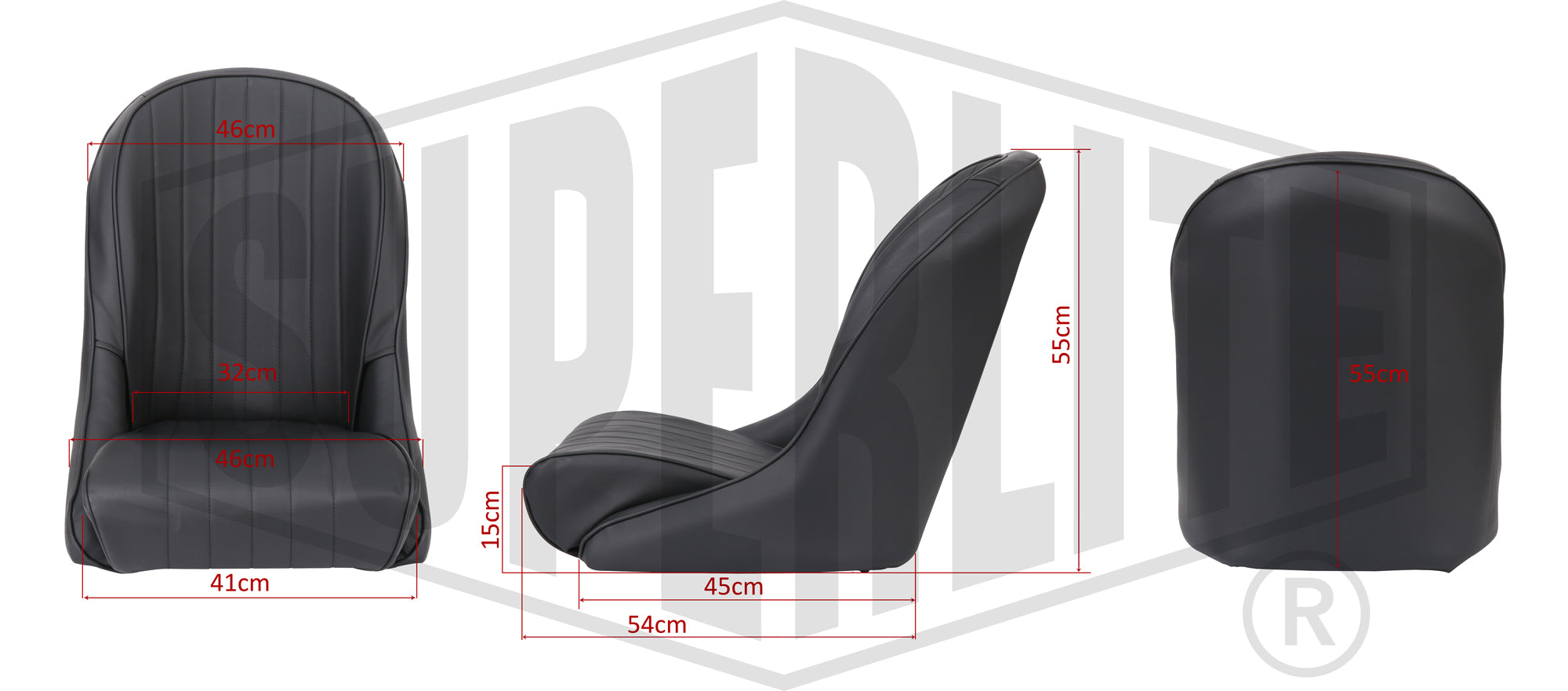 Superlite Roadster Classic Bucket Car Seats (Pair) With Double Locking Runners