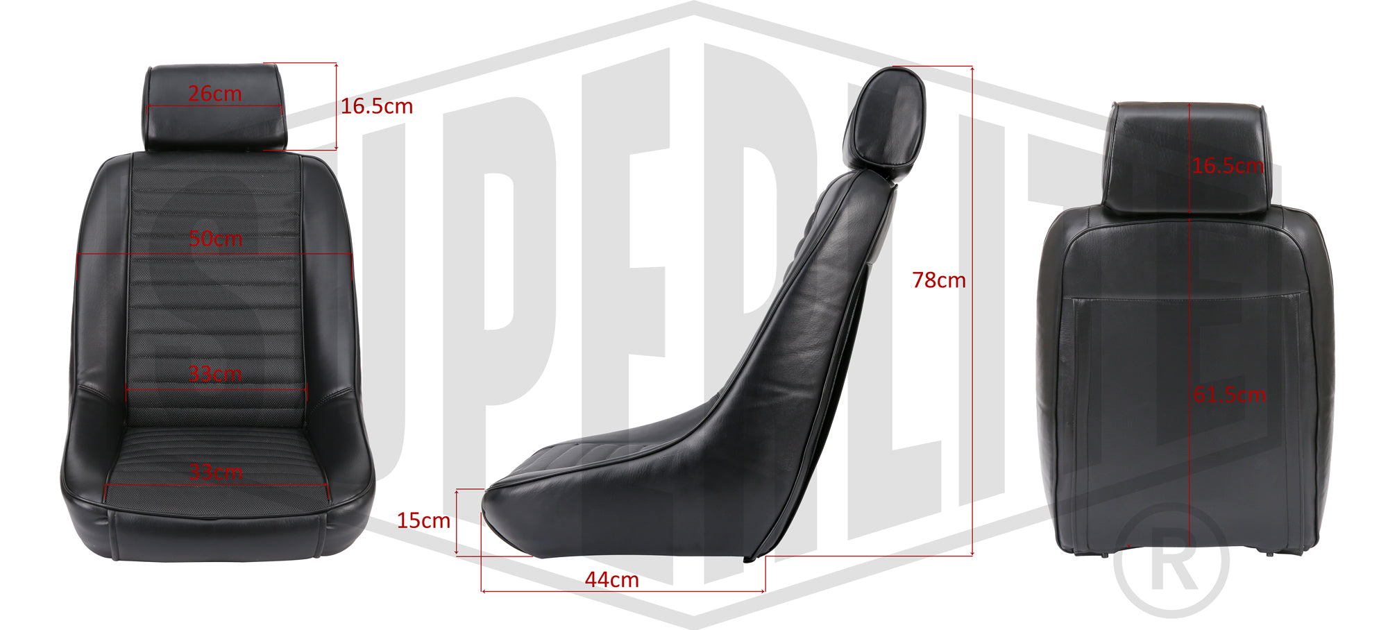 Superlite RS-M Classic Bucket Car Seats (Pair) Including Dual Locking Runners