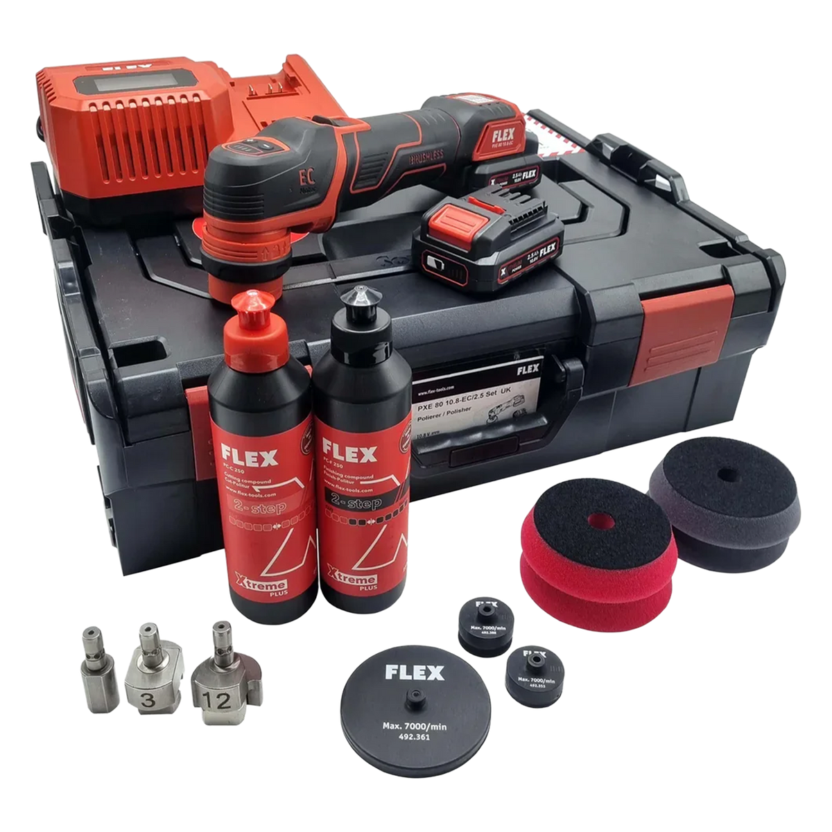 Flex PXE 80 Cordless Random Orbital Mini Polisher Refinish Set