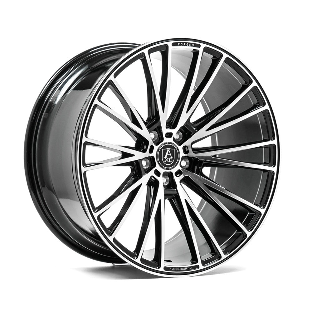 AXE CF2 20x8.5 5X112 ET40 GLOSS BLACK & POLISHED