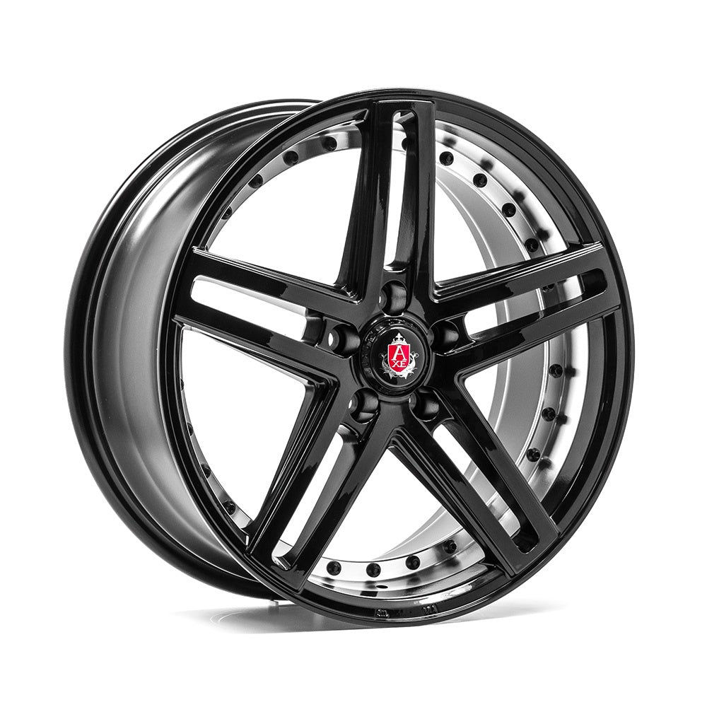 AXE EX20 19x8.5 5X114.3 ET40 GLOSS BLACK FACE & POLISHED BARREL