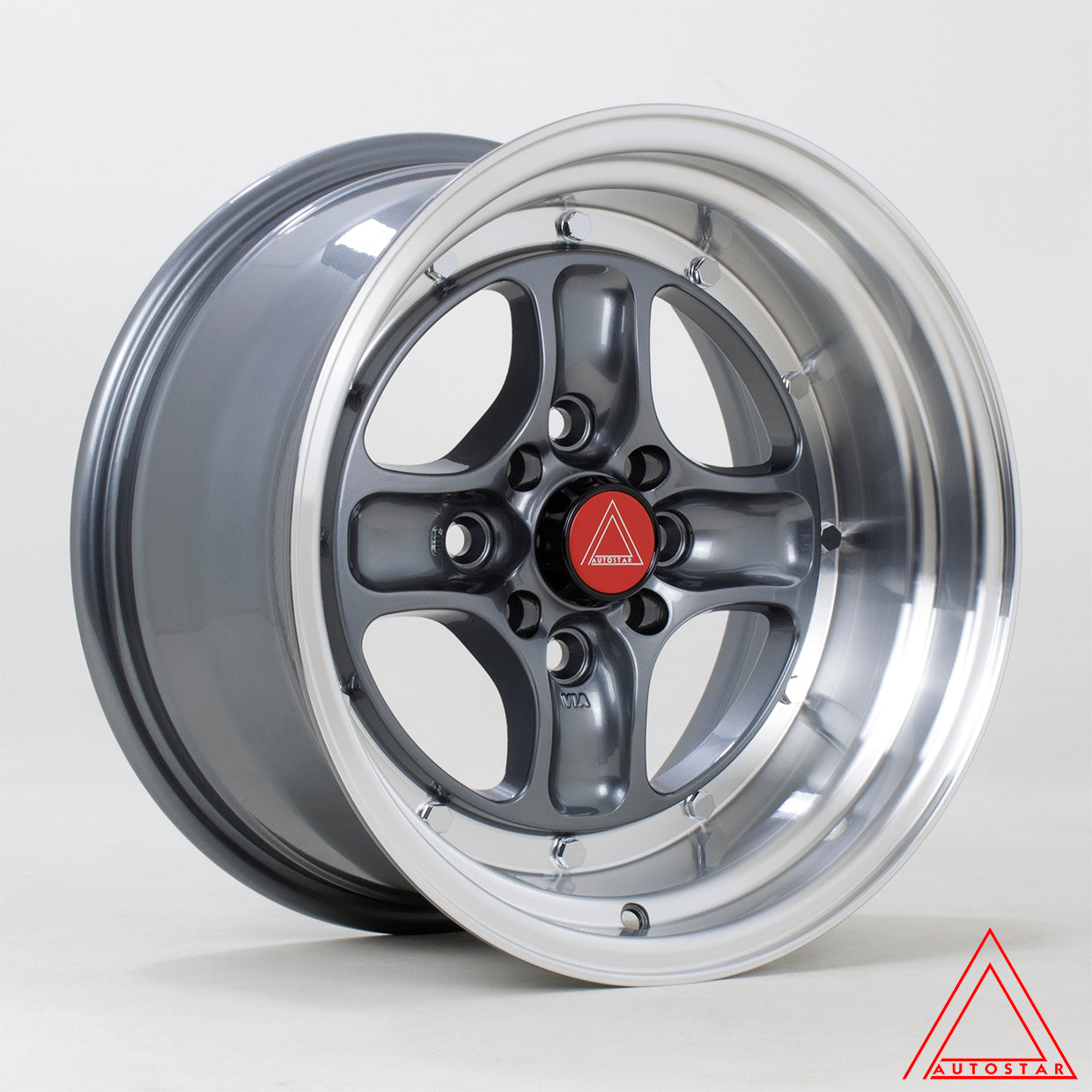 Autostar Classic 15x8 4x100/114 ET0 Gloss Gunmetal Polished Lip