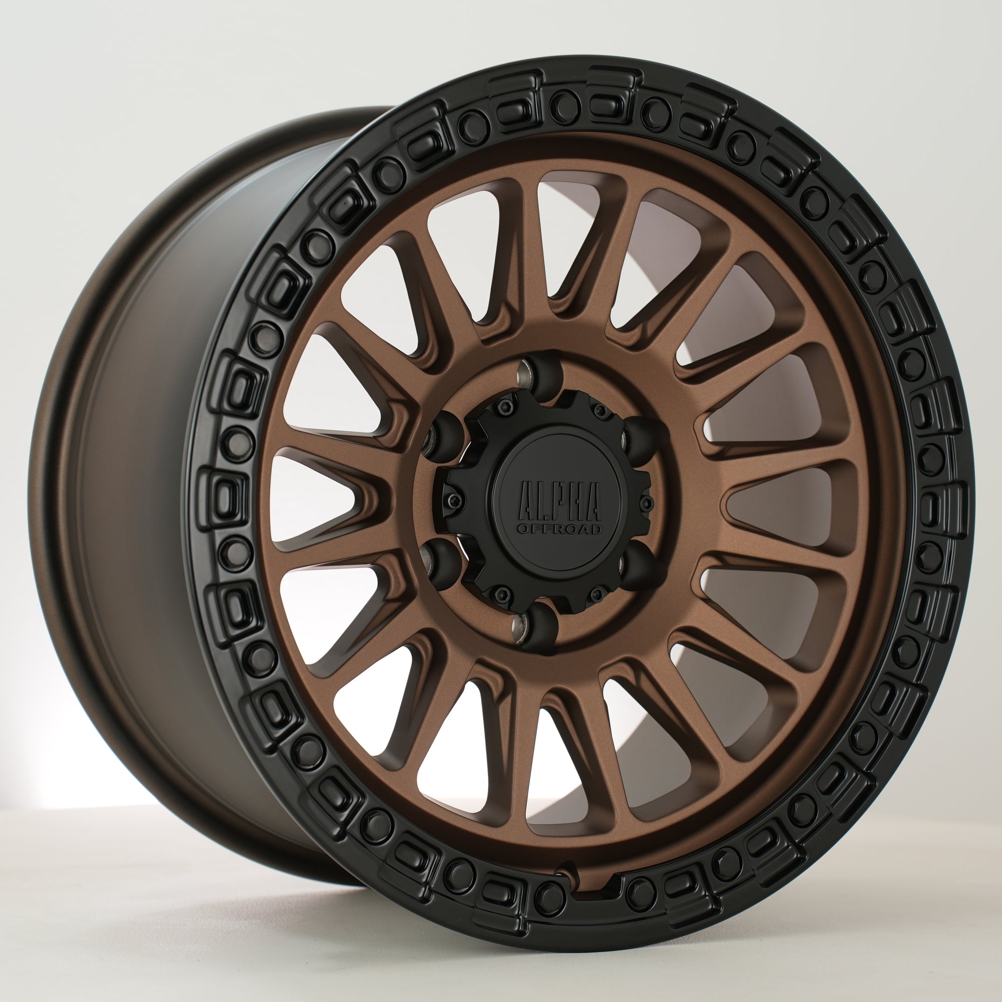 Alpha Offroad Combat 17x9 6x139 ET15 Matt Bronze Black Lip