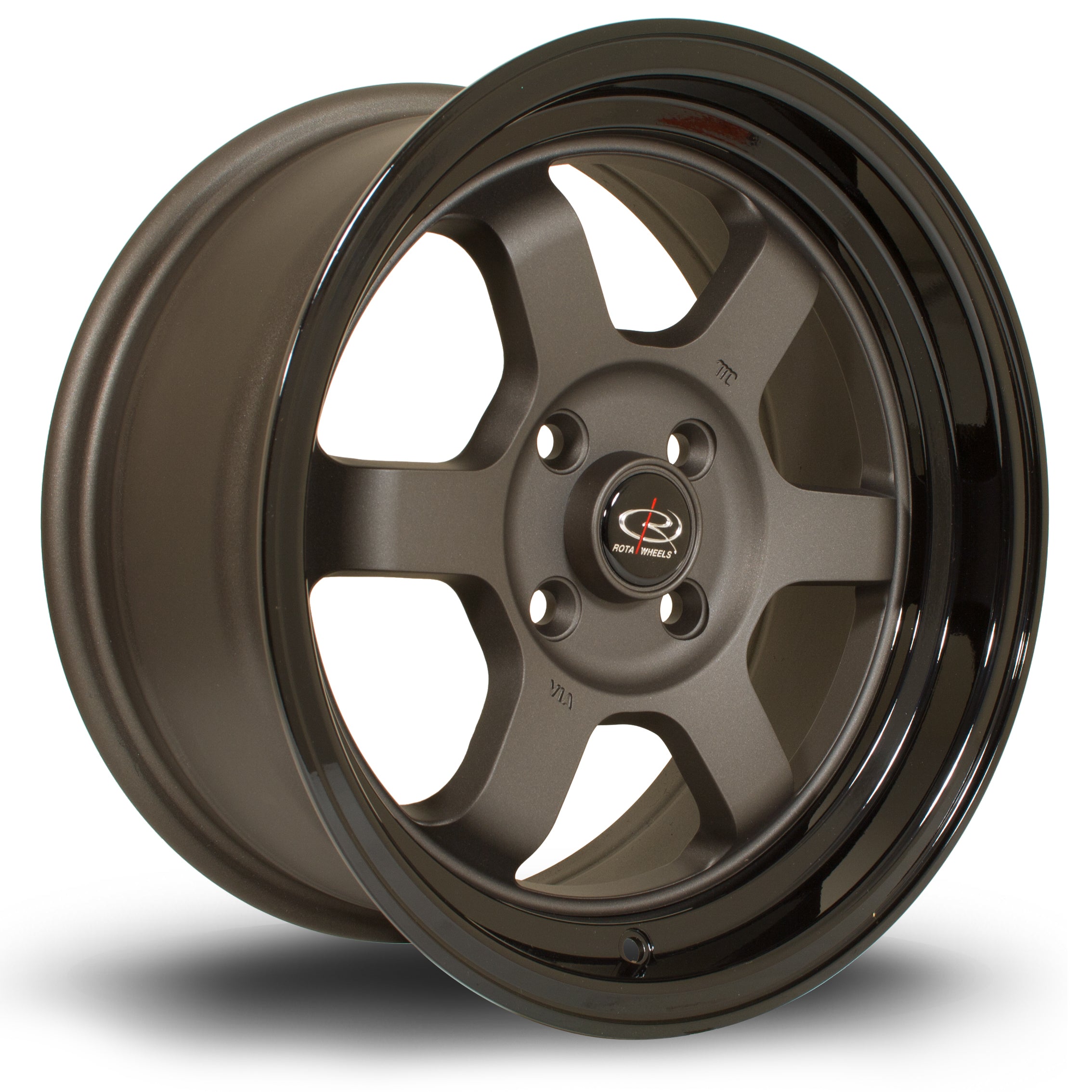 Rota Grid-V 15x7 4x100 ET20 Flat Gunmetal with Gloss Black Lip