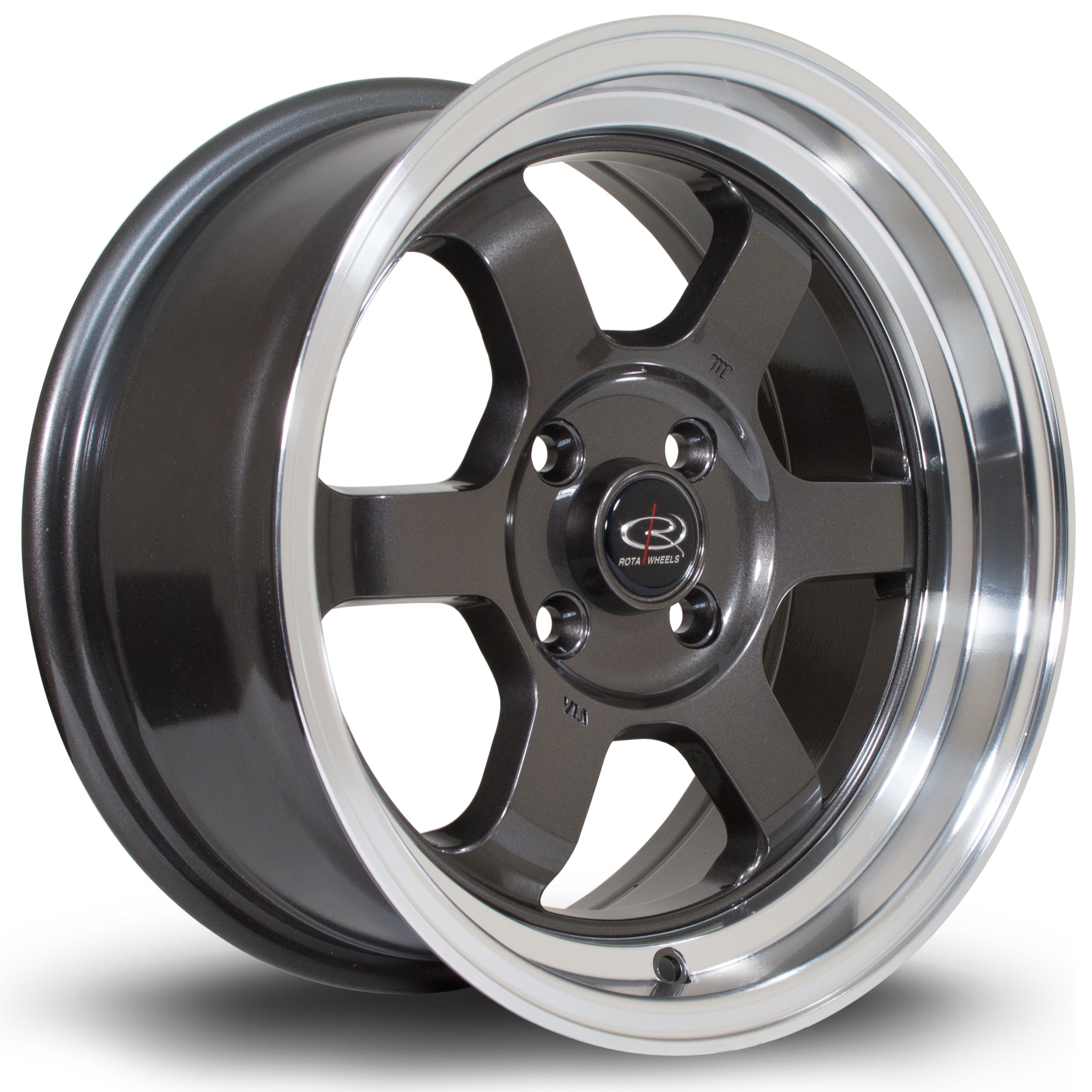 Rota Grid-V 15x7 4x100 ET20 Gloss Gunmetal Polished Lip