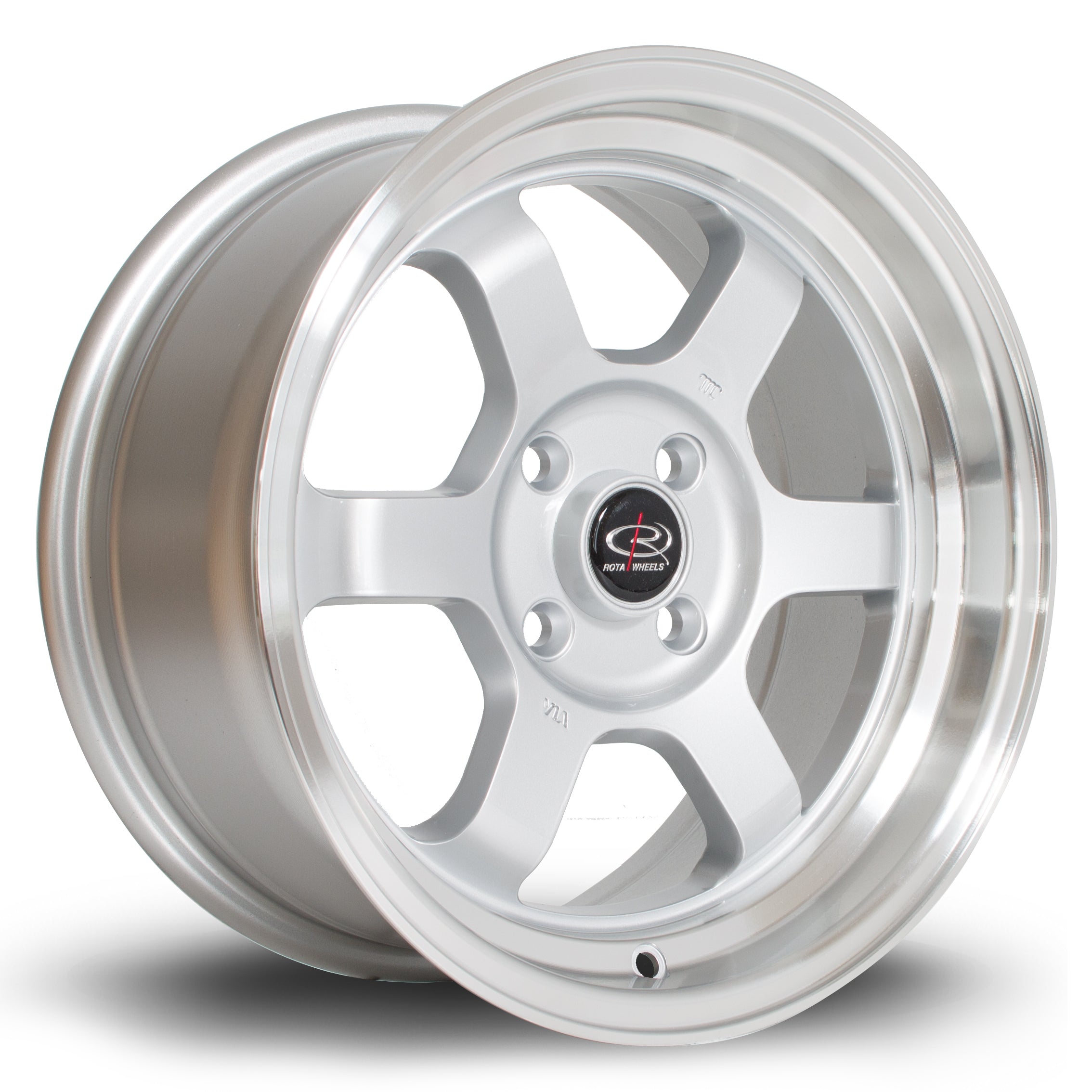 Rota Grid-V 15x7 4x100 ET20 Gloss Silver Polished Lip