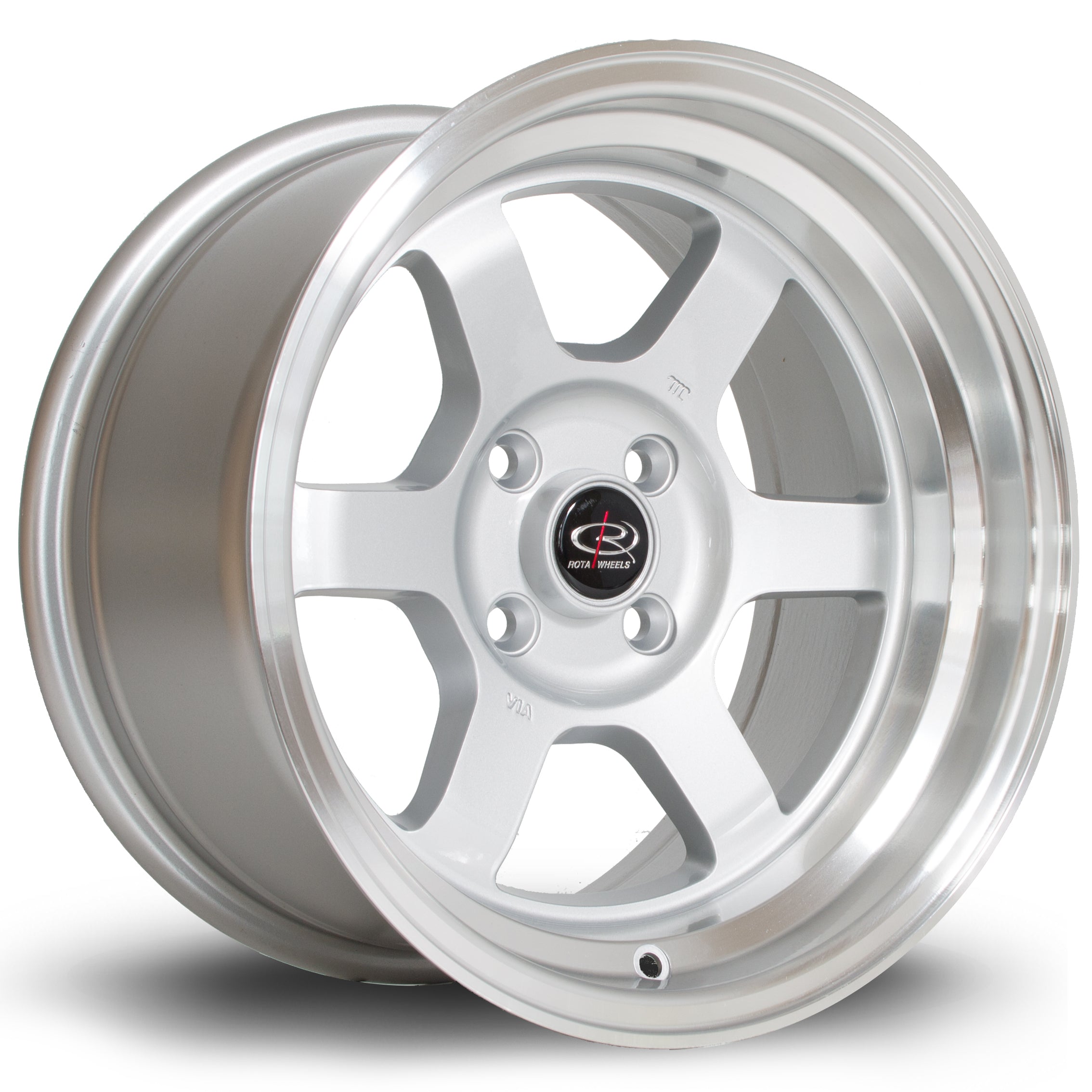 Rota Grid-V 15x8 4x100 ET0 Gloss Silver Polished Lip