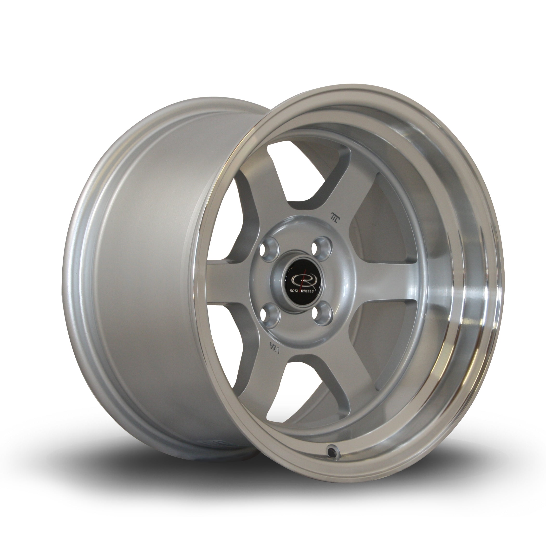 Rota Grid-V 15x9 4x100 ET0 Gloss Silver Polished Lip