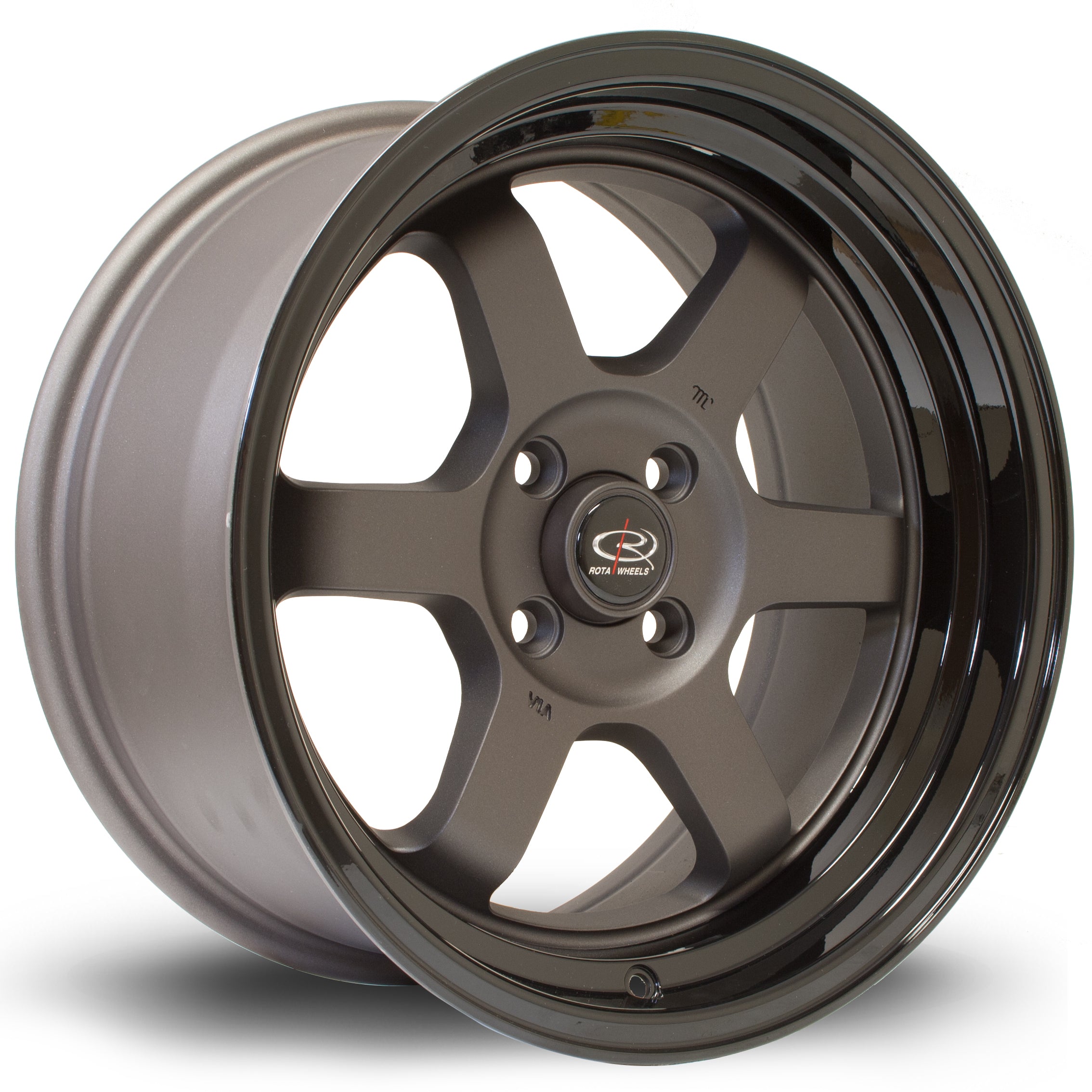 Rota Grid-V 16x8 5x100 ET20 Flat Gunmetal with Gloss Black Lip