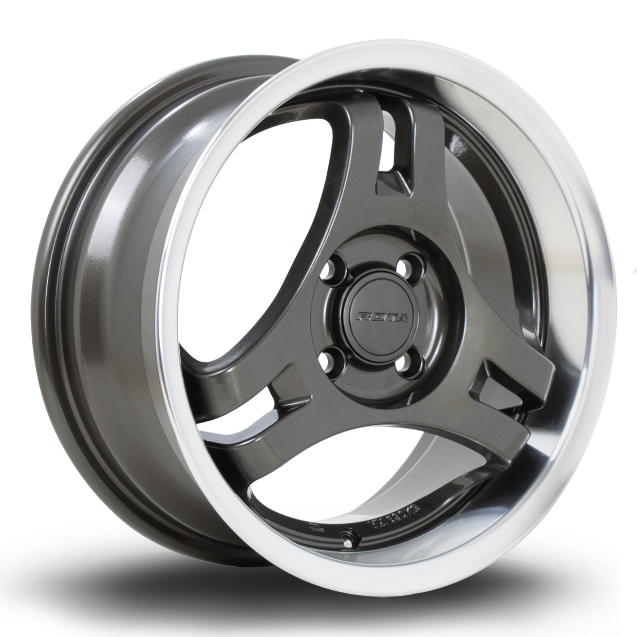 Rota HM3 15x7 4x100 ET40 Gloss Gunmetal Polished Lip