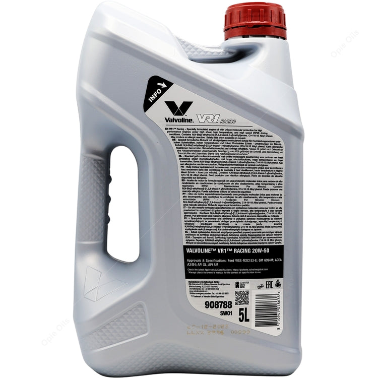 Valvoline VR1 Racing Engine Oil 20w50
