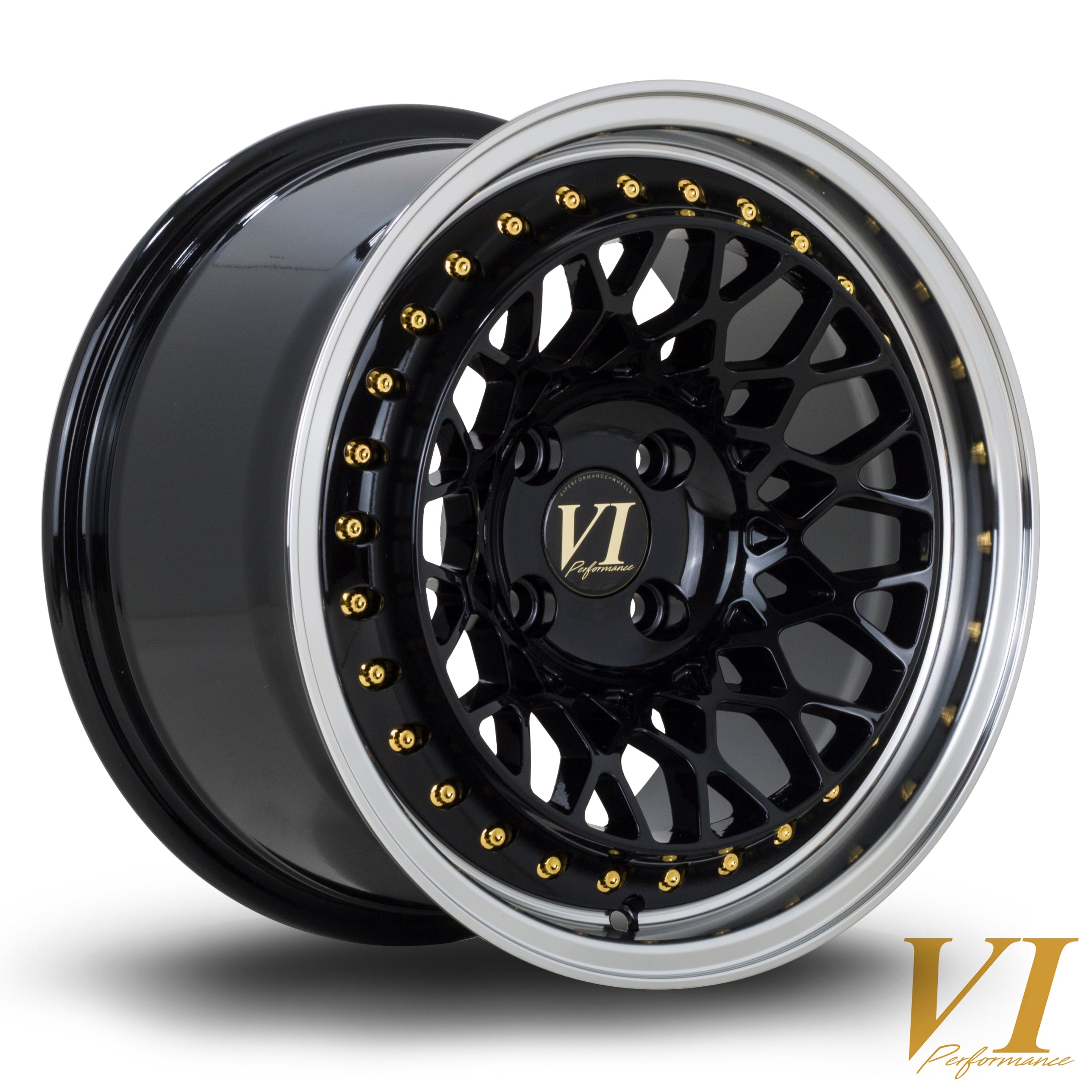 6Performance Infinity 15x8.25 4x100 ET15 Gloss Black Polished Face