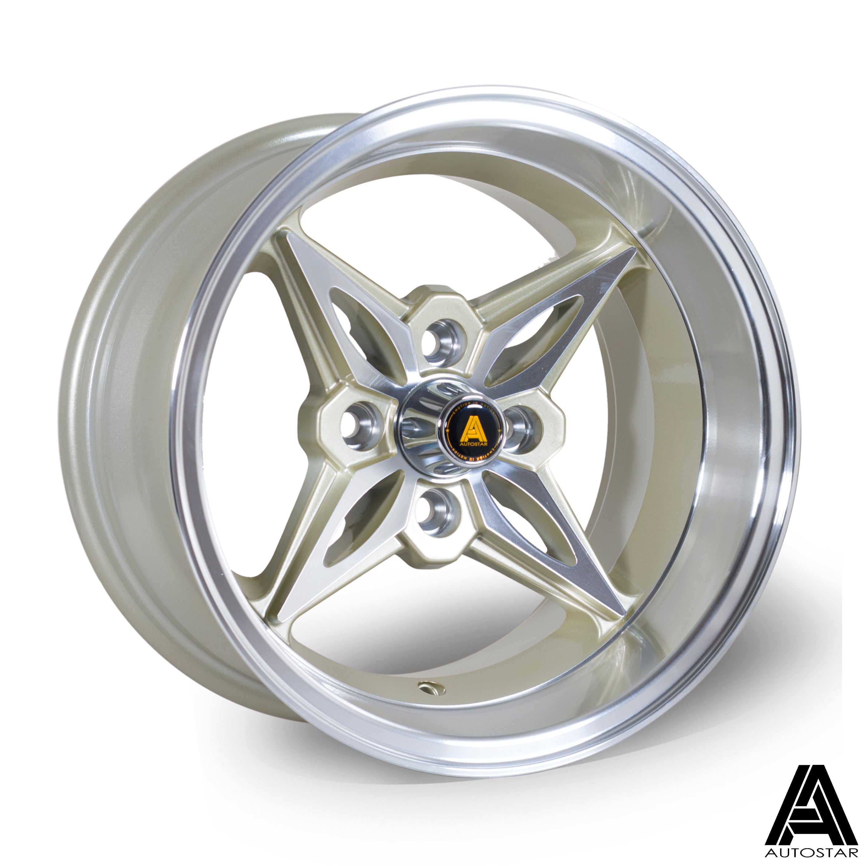 Autostar Kanji 14x8 4x100 ET-5 Gloss Gold Polished Lip