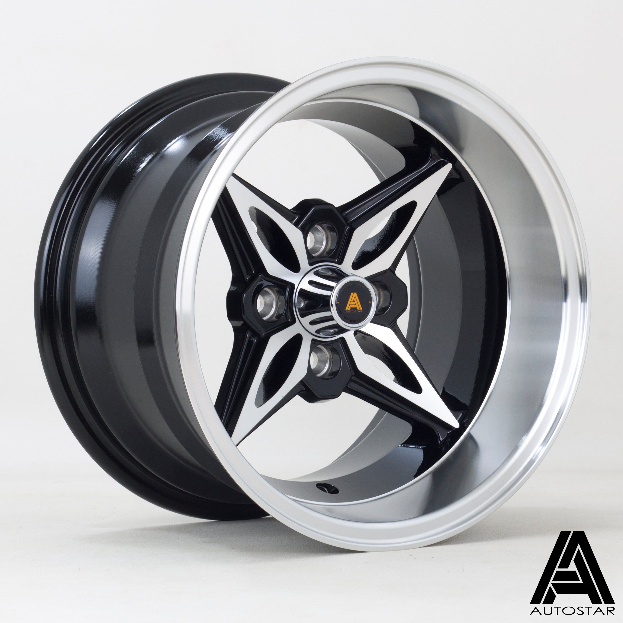Autostar Kanji 14x9 4x100 ET-13 Gloss Black Polished Face