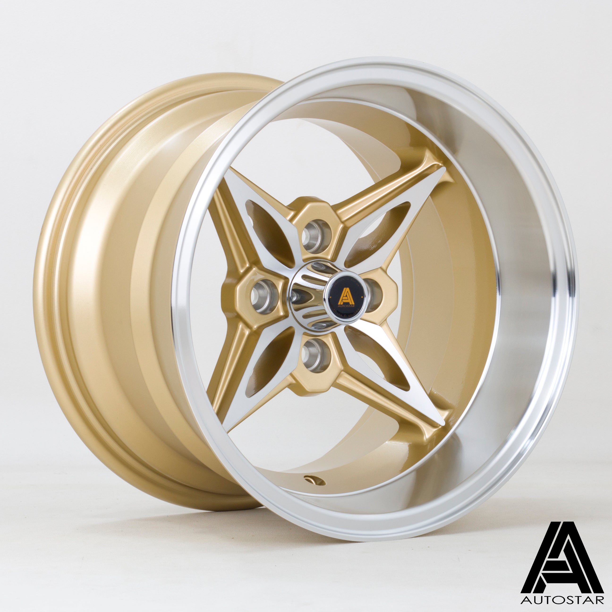 Autostar Kanji 14x9 4x100 ET-13 Gloss Gold Polished Lip