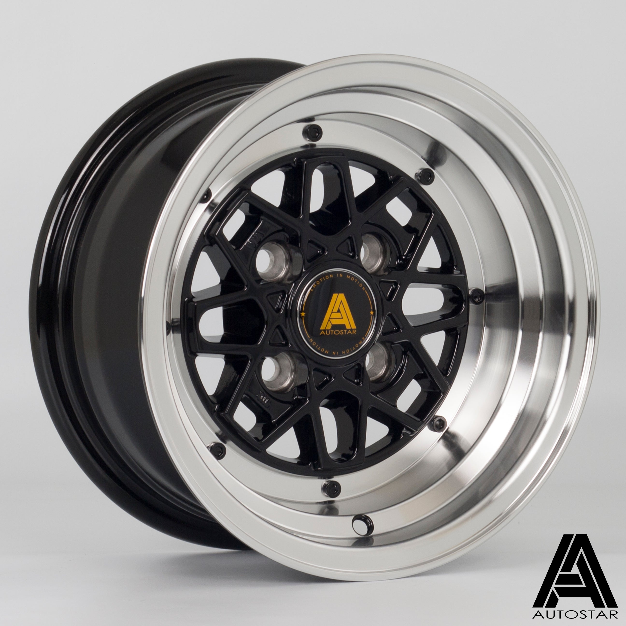Autostar Korin 12x6 4x101.6 ET-9 Gloss Black Polished Lip