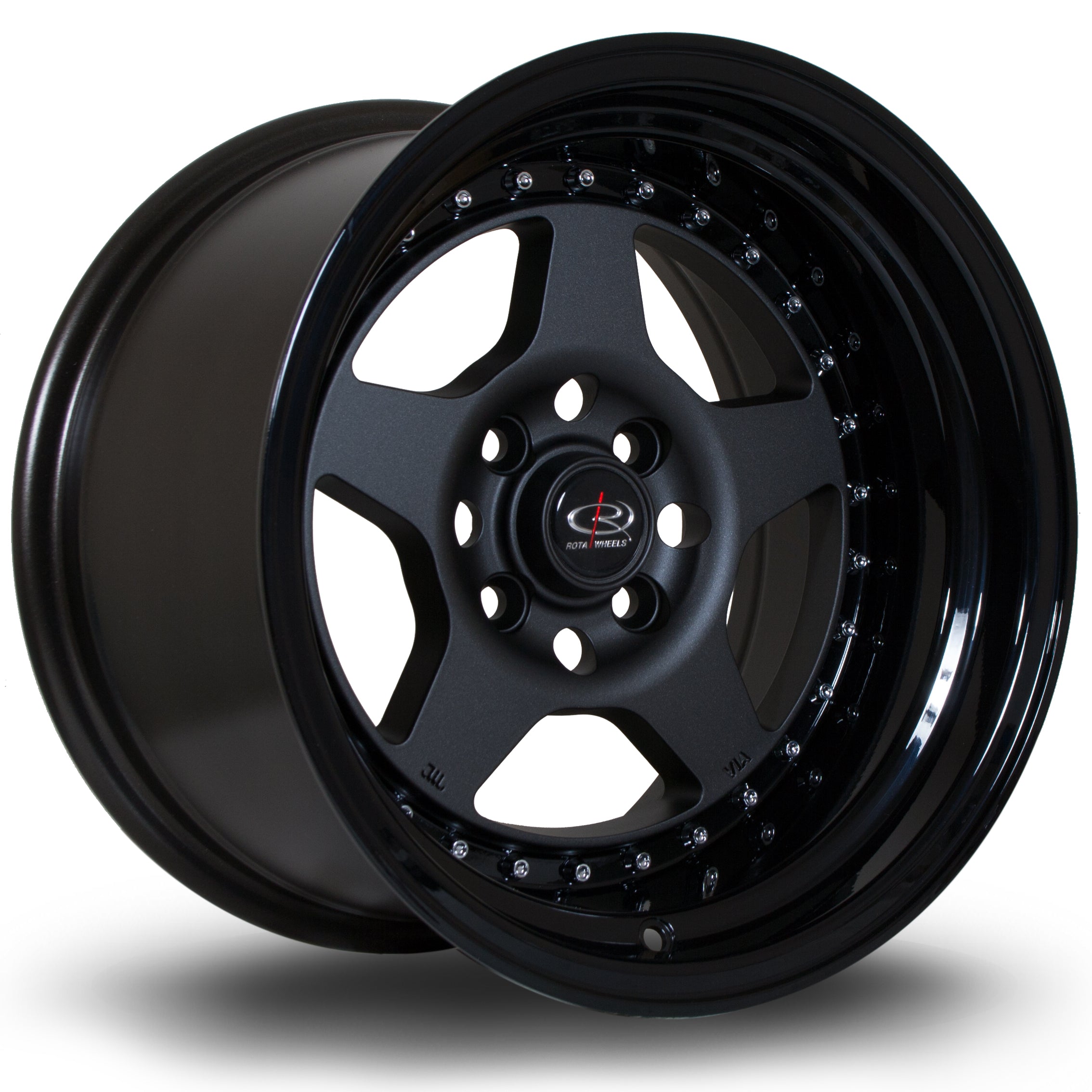 Rota Kyusha 15x9 4x100 ET0 Flat Gunmetal with Gloss Black Lip