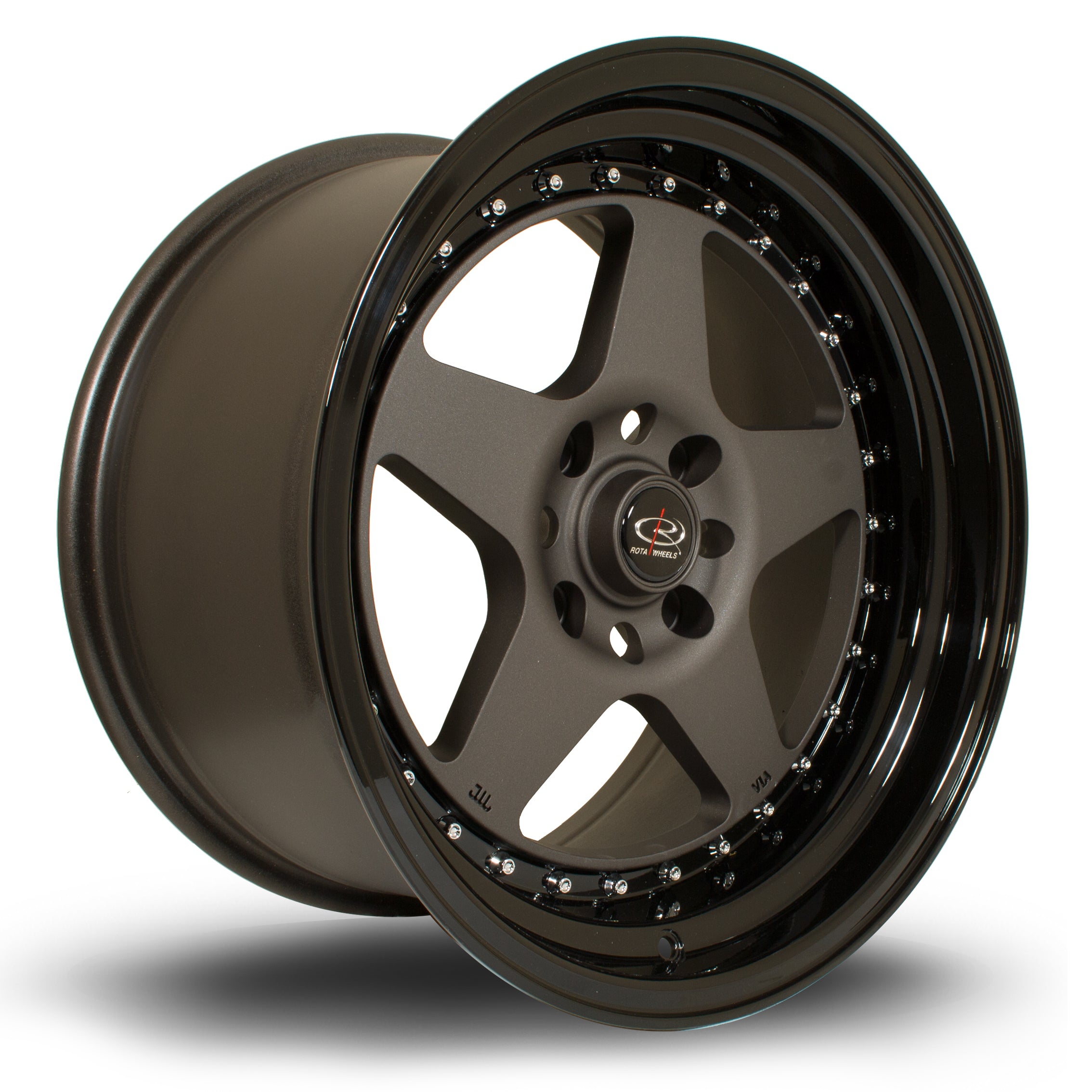 Rota Kyusha 17x9.5 5x114.3 ET0 Flat Gunmetal with Gloss Black Lip