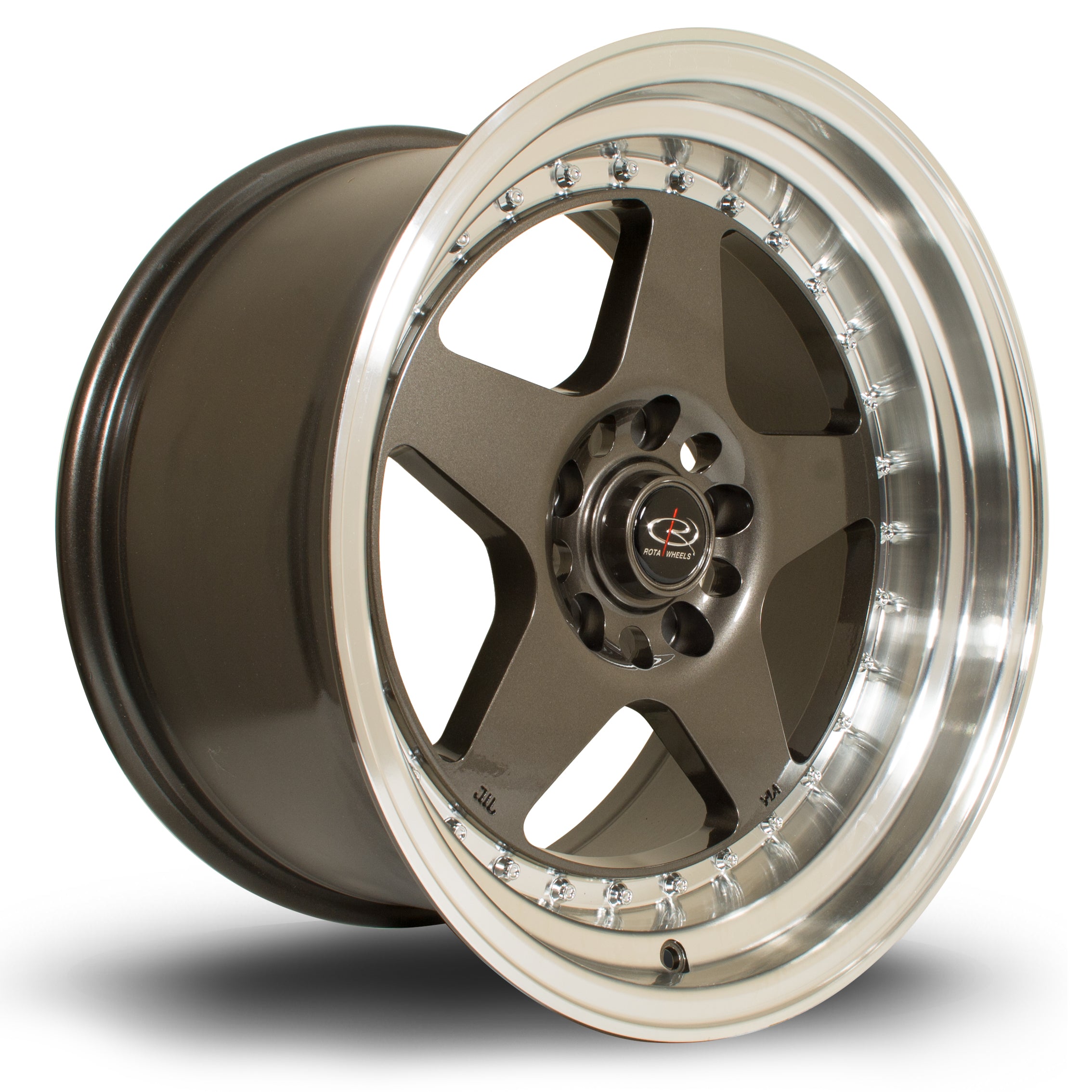Rota Kyusha 17x9.5 5x114.3 ET0 Gloss Gunmetal Polished Lip