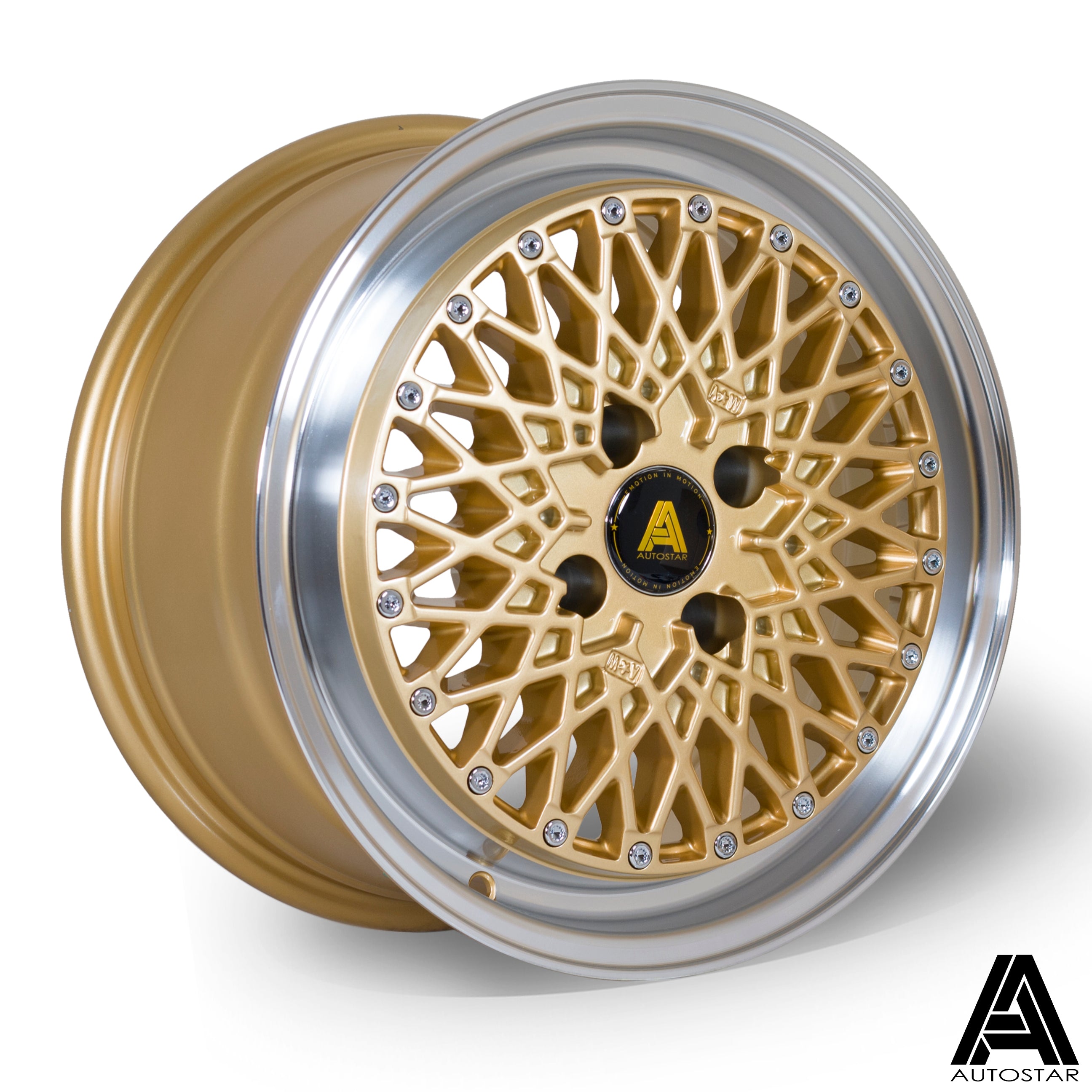 Autostar Minus 15x7.5 4x100 ET25 Gloss Gold Polished Lip