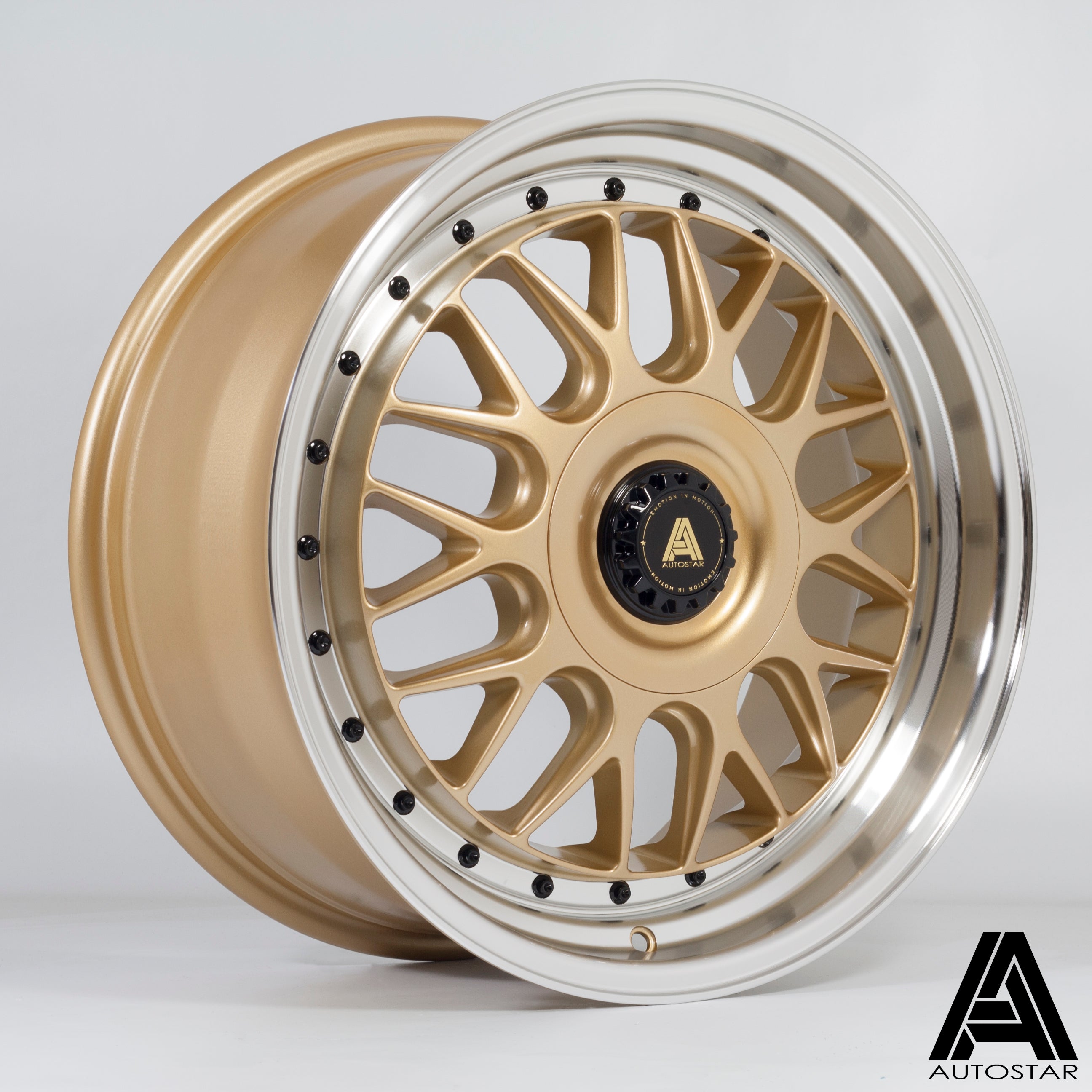 Autostar Monza 18x8.5 5x112/120 ET45 Gloss Gold Polished Lip