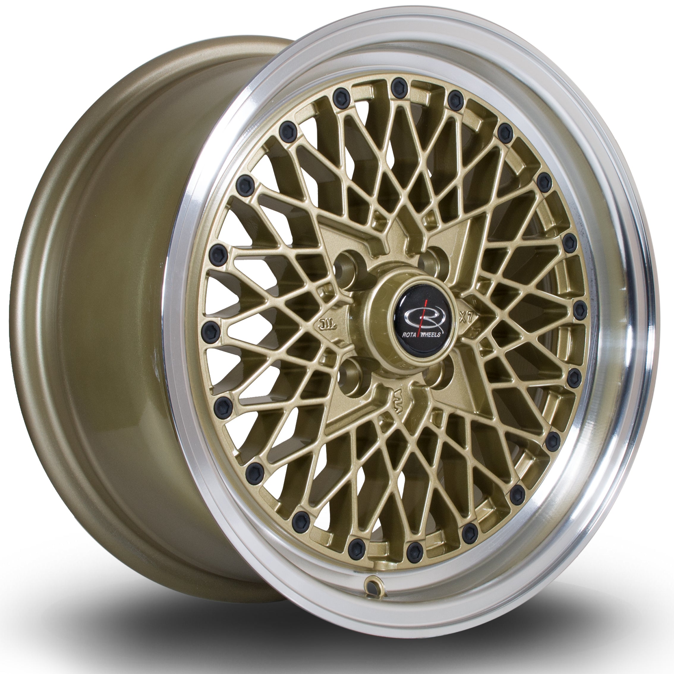 Rota OSMesh 15x7 4x100 ET30 Gloss Gold Polished Lip