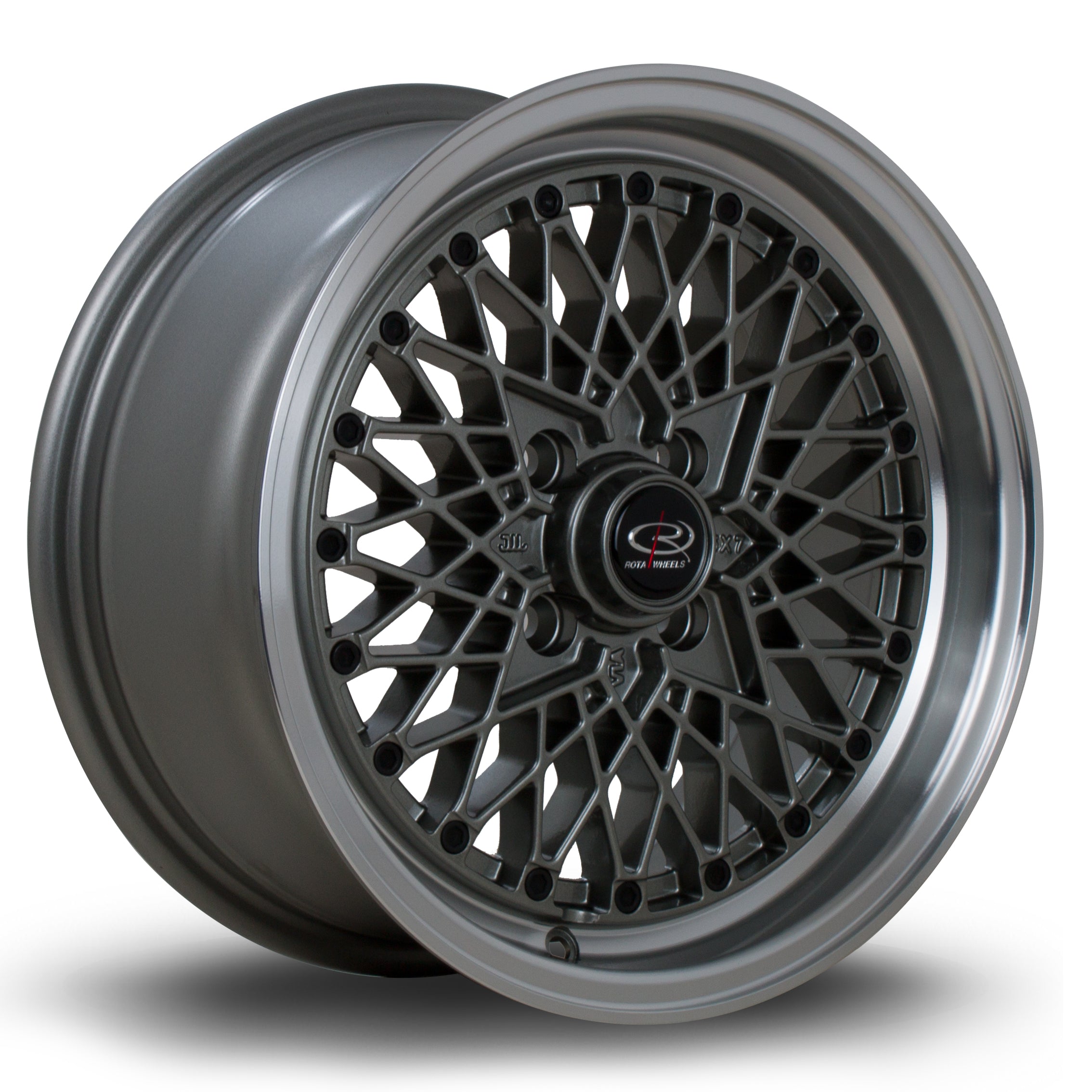 Rota OSMesh 15x7 4x100 ET30 Gloss Steel Grey Polished Lip