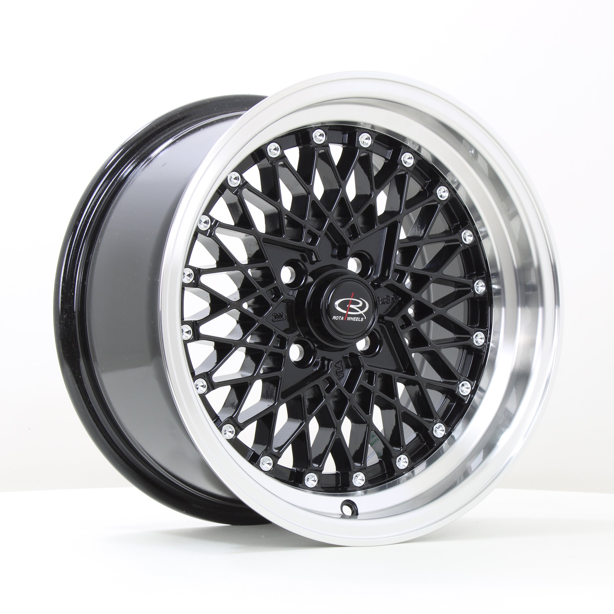 Rota OSMesh 15x8 4x100 ET20 Gloss Black Polished Lip