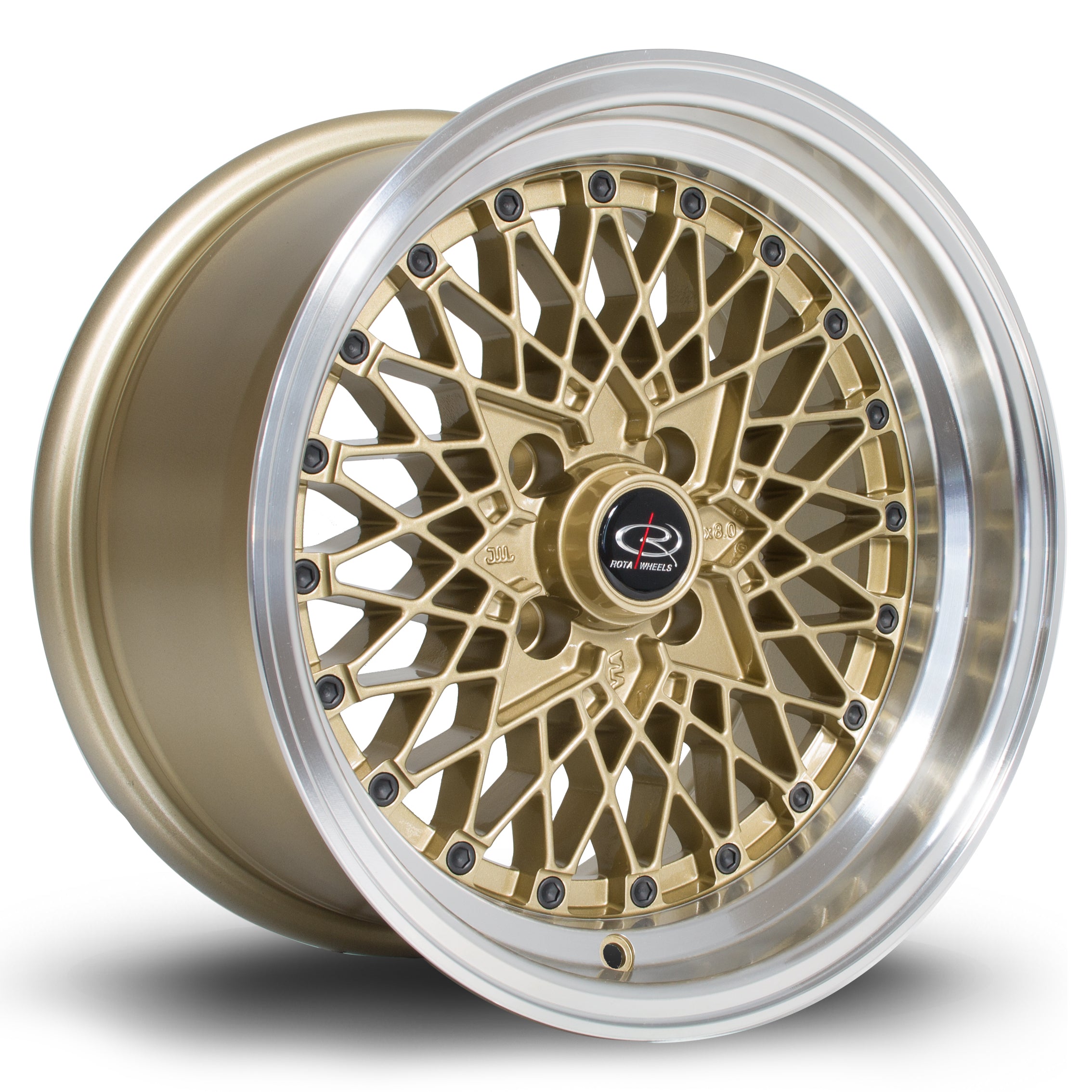 Rota OSMesh 15x8 4x100 ET20 Gloss Gold Polished Lip