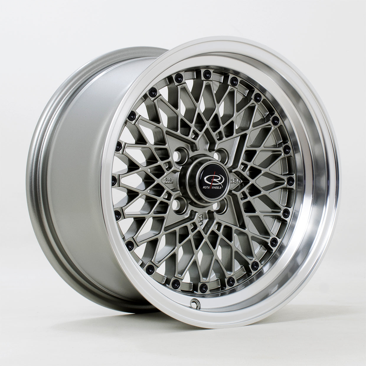 Rota OSMesh 15x8 4x100 ET20 Gloss Steel Grey Polished Lip