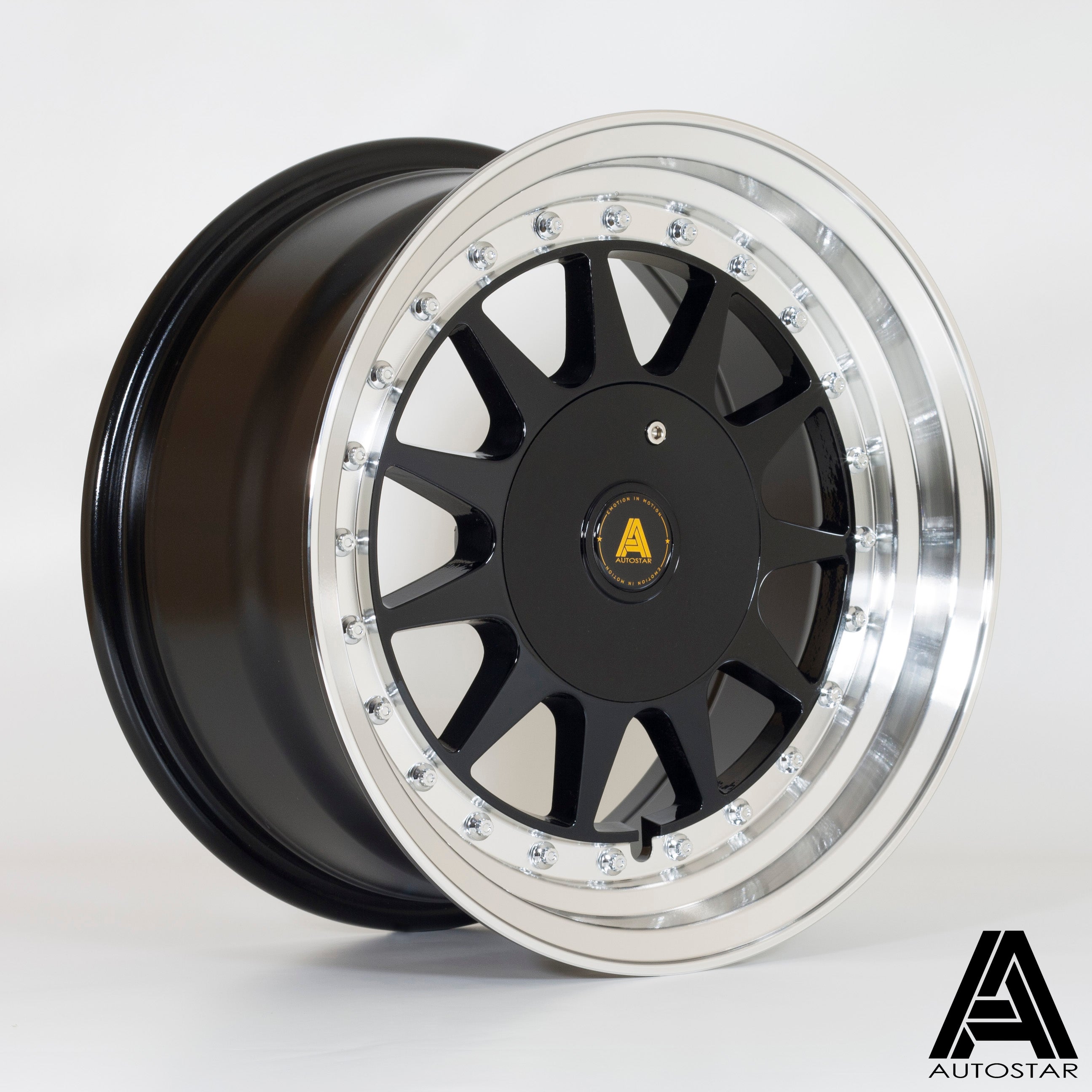 Autostar Raider 15x7.5 4x100/108 ET20 Gloss Black Polished Lip