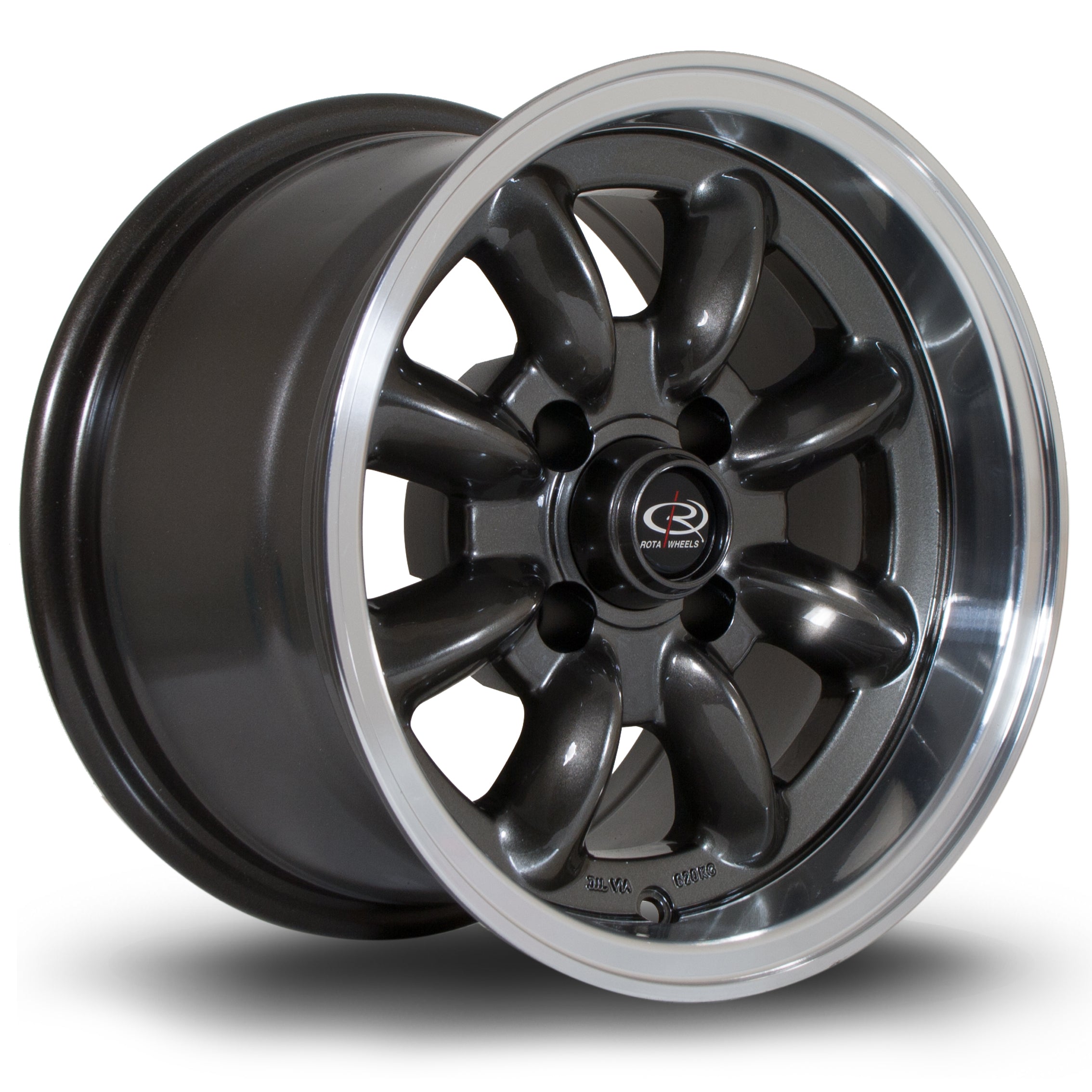 Rota RB 13x8 4x100 ET4 Gloss Gunmetal Polished Lip