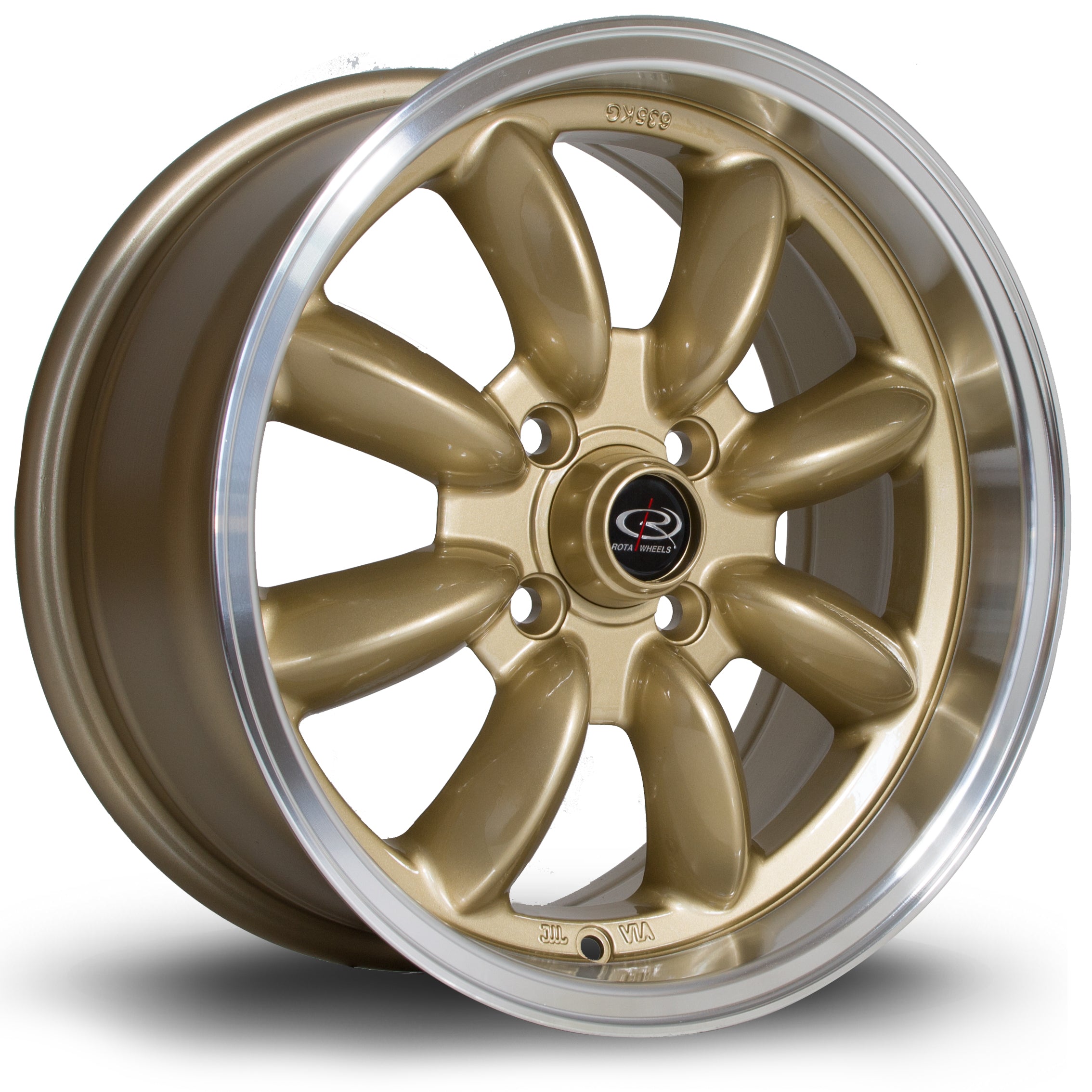 Rota RB 15x7 4x100 ET30 Gloss Gold Polished Lip