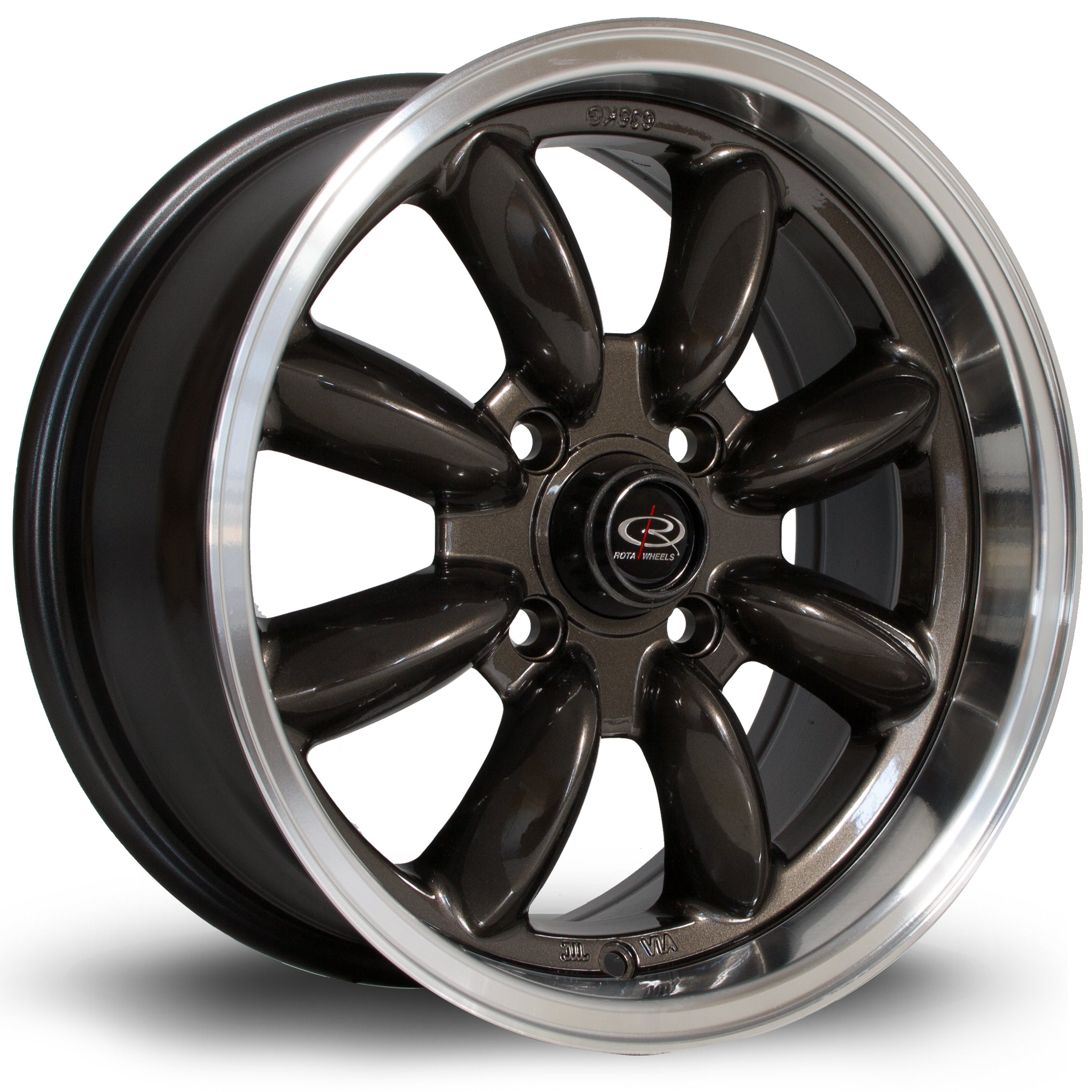 Rota RB 15x7 4x100 ET30 Gloss Gunmetal Polished Lip