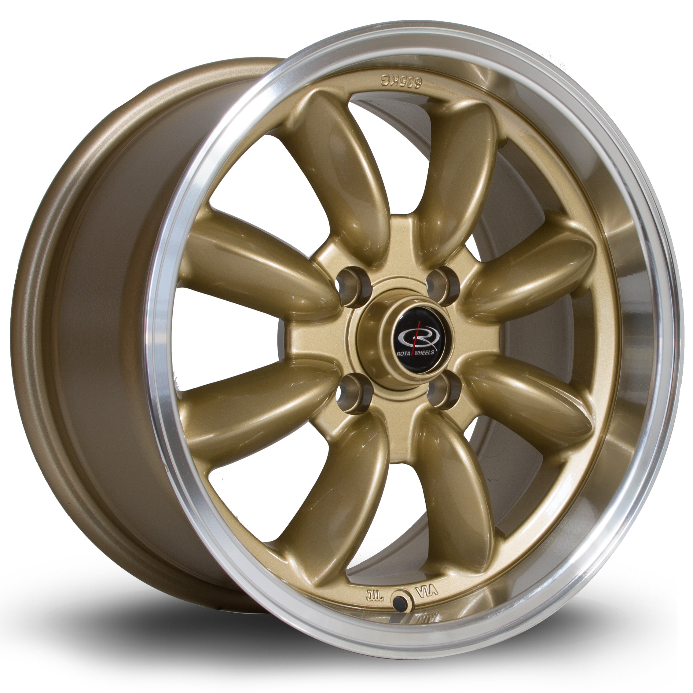 Rota RB 15x8 4x100 ET30 Gloss Gold Polished Lip