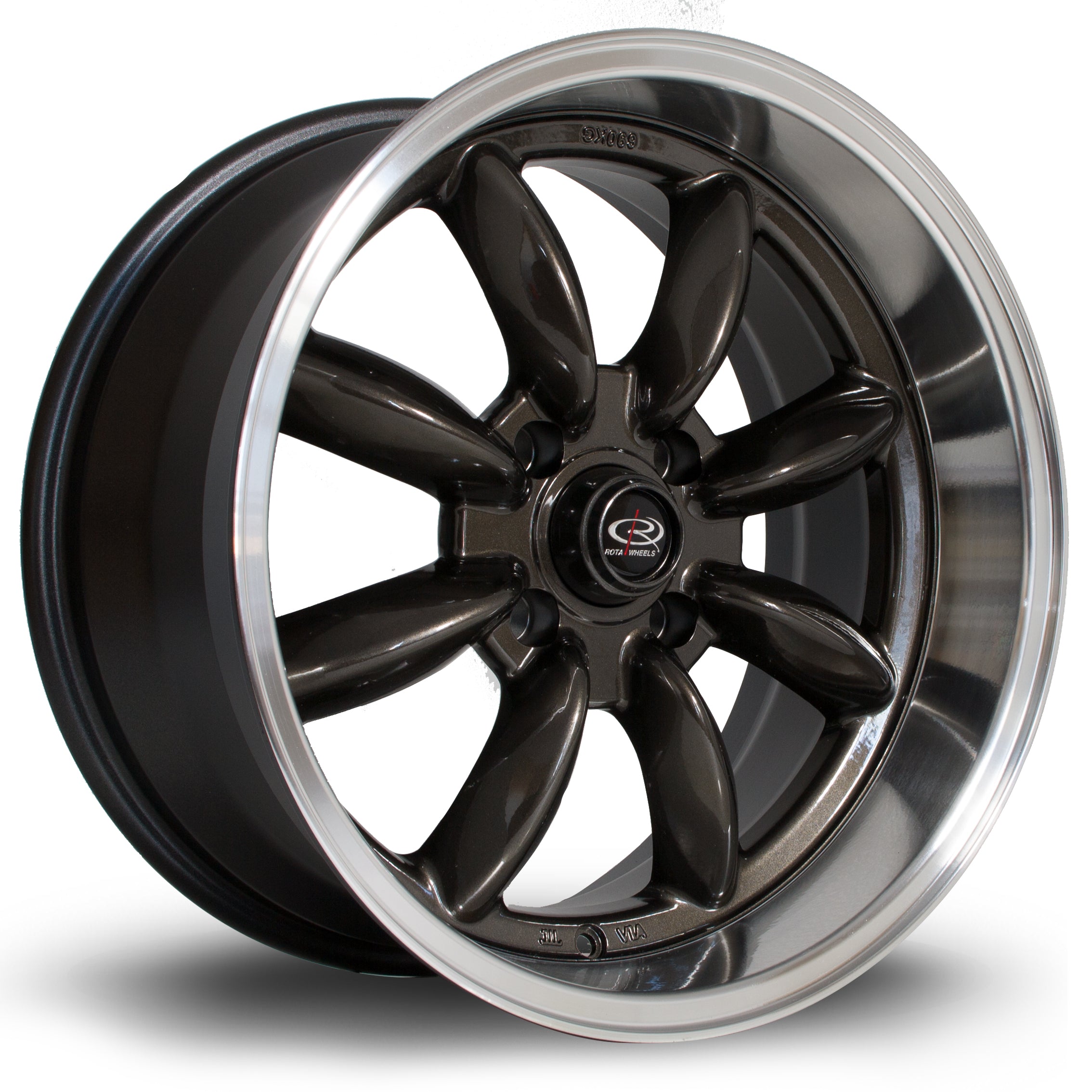 Rota RBR 17x8.5 4x114.3 ET4 Gloss Gunmetal Polished Lip