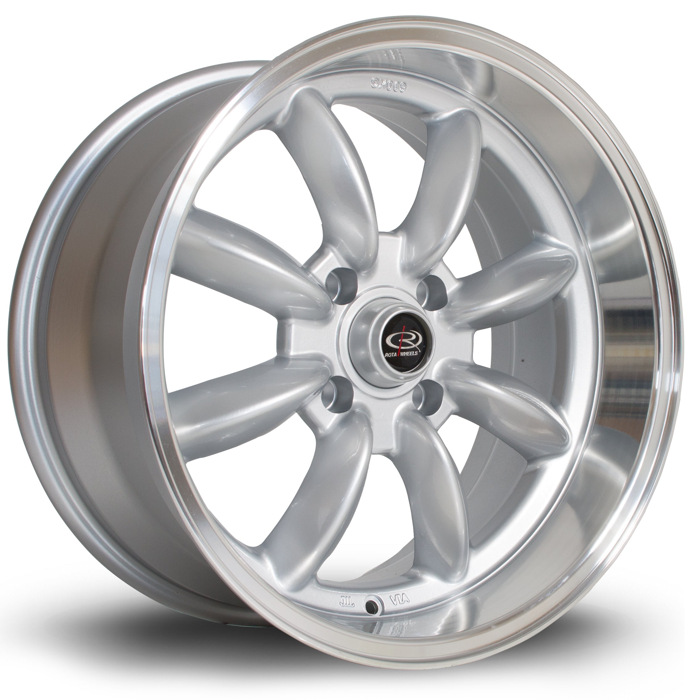 Rota RBR 17x8.5 4x114.3 ET4 Gloss Silver Polished Lip
