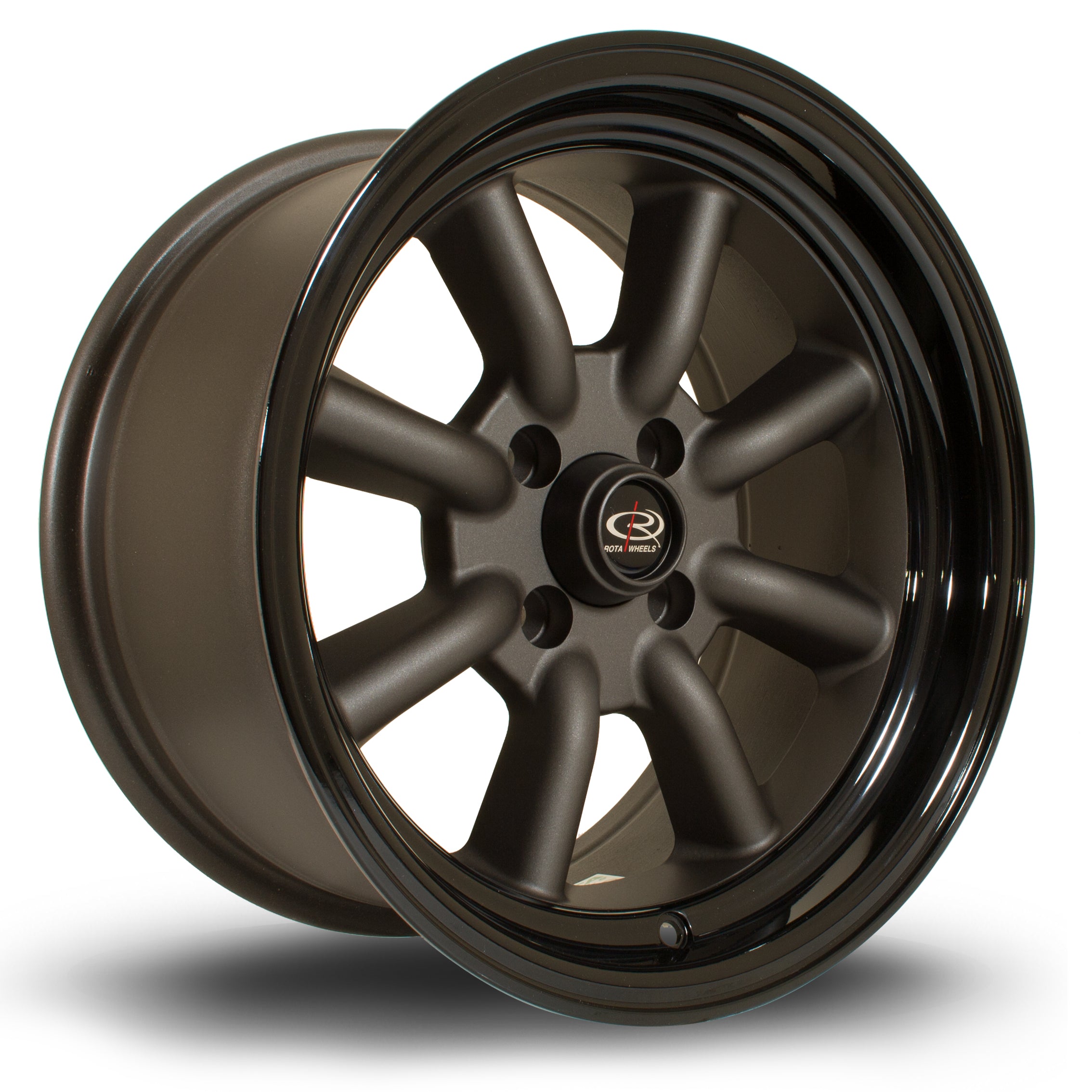 Rota RKR 15x8 4x100 ET0 Flat Gunmetal with Gloss Black Lip