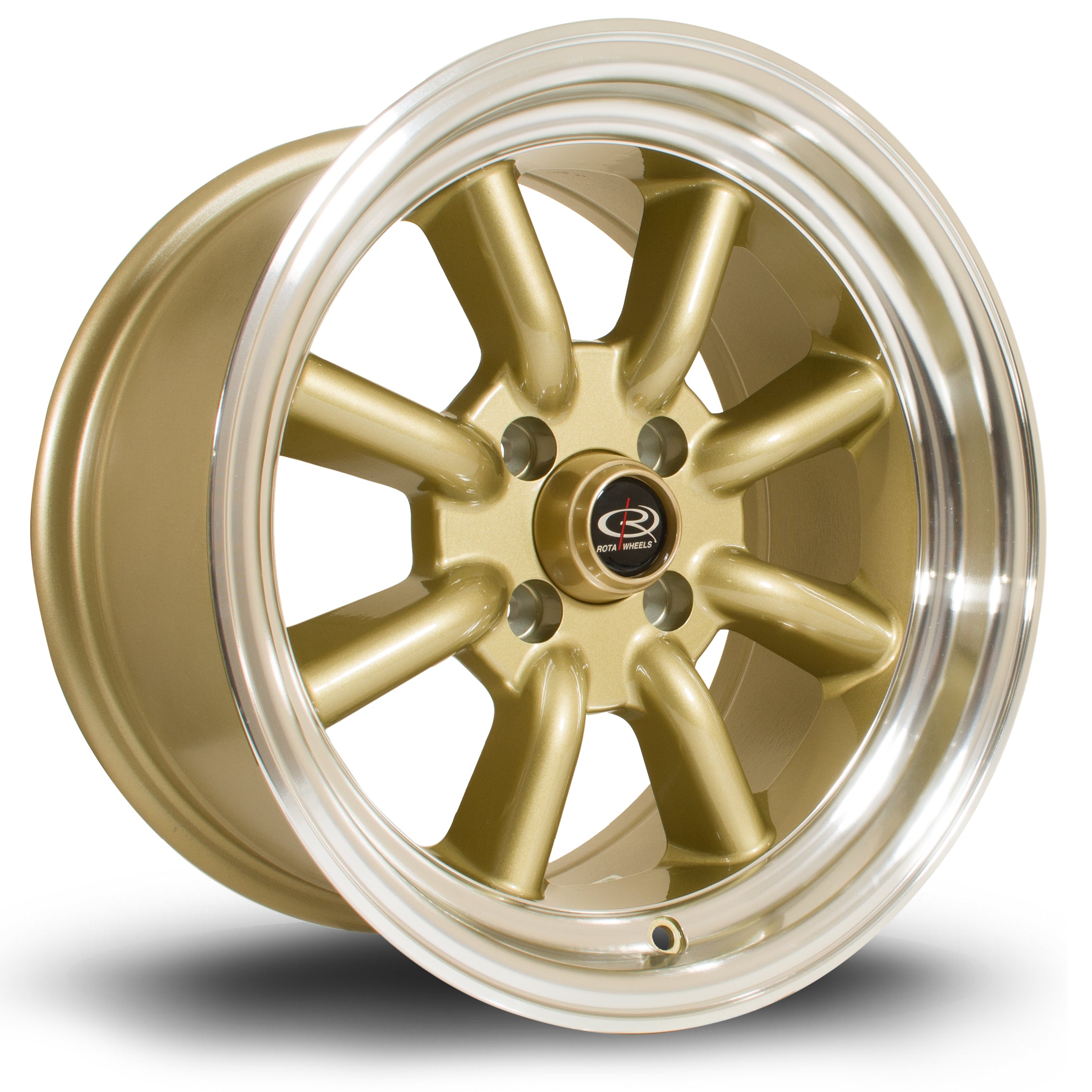 Rota RKR 15x8 4x100 ET0 Gloss Gold Polished Lip