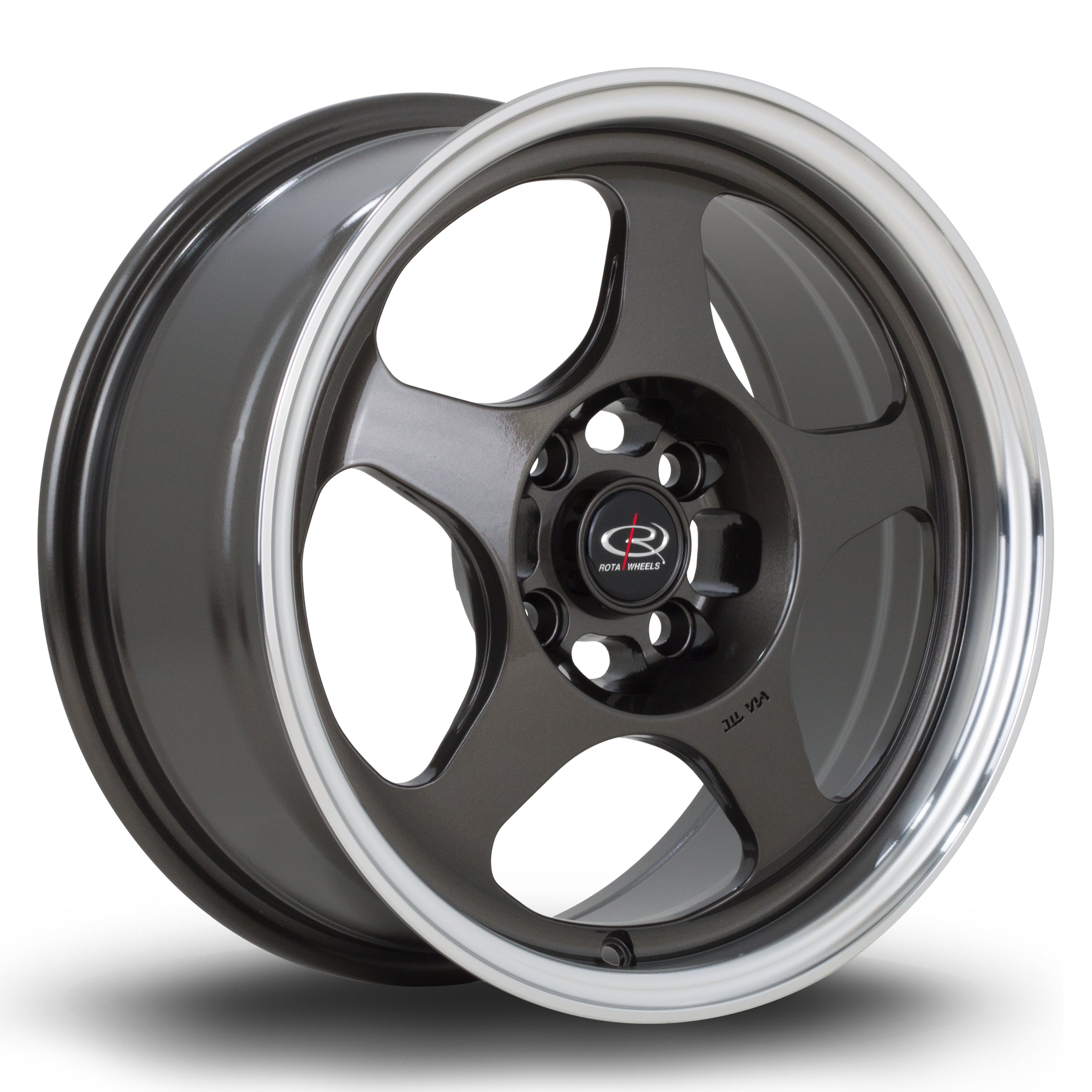 Rota Slip 15x7 4x100 ET28 Gloss Gunmetal Polished Lip
