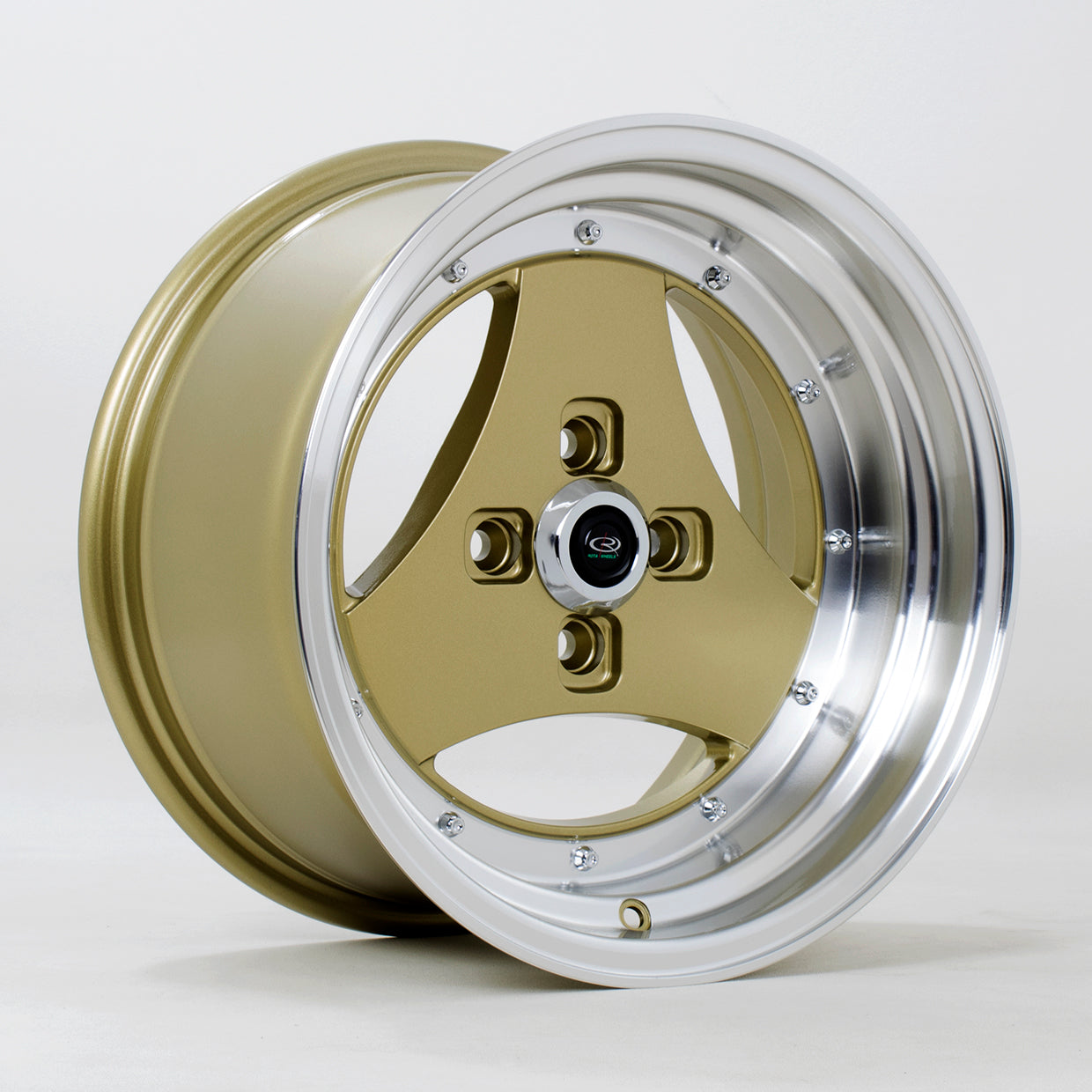 Rota Triad 15x8 4x100 ET0 Gloss Gold Polished Lip