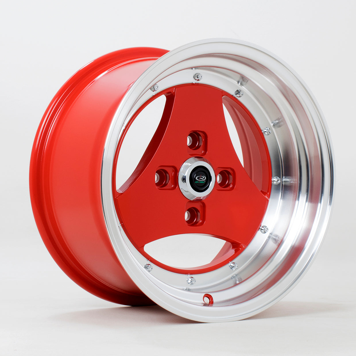 Rota Triad 15x8 4x100 ET0 Gloss Red Polished Lip